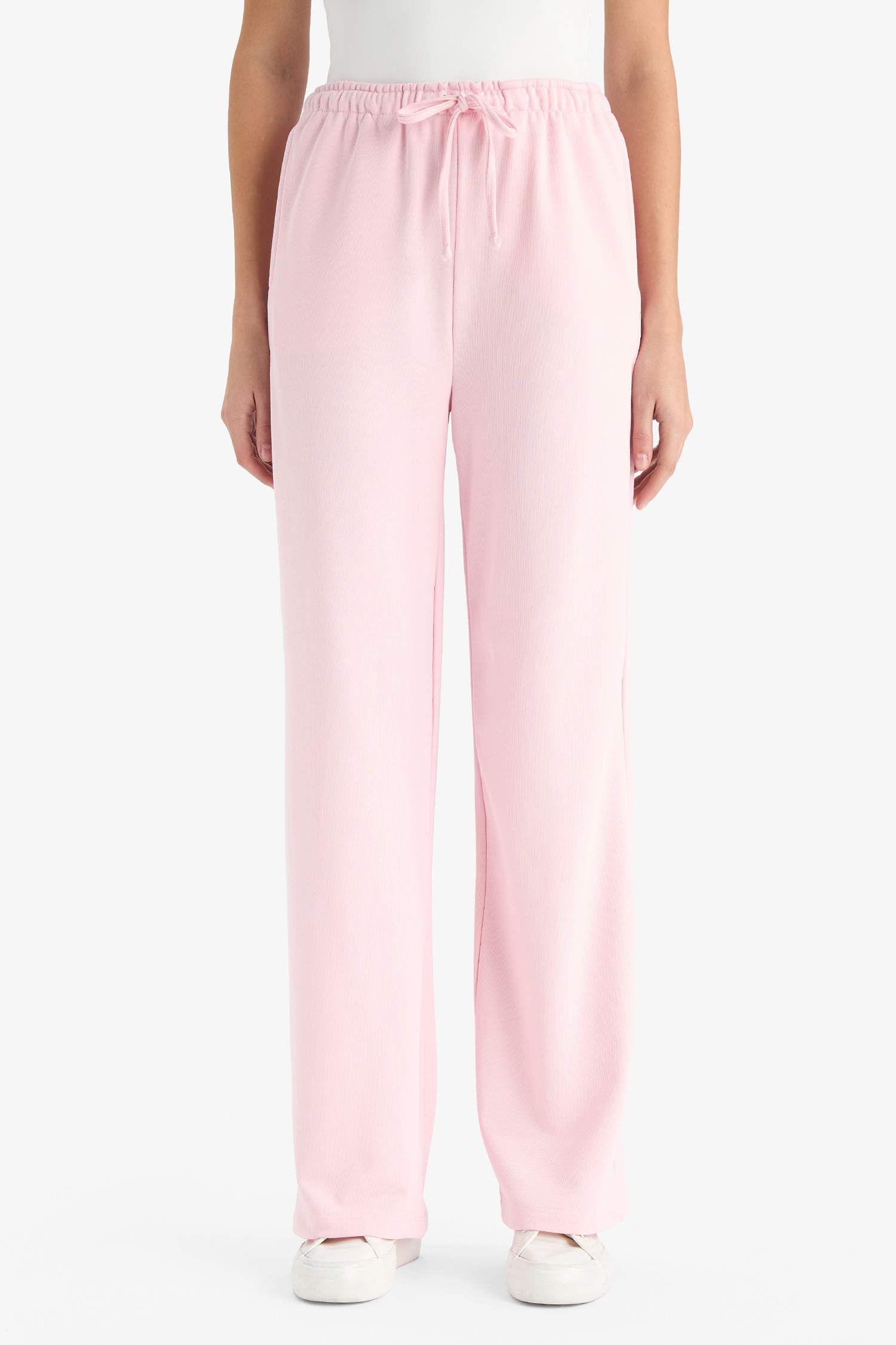 Straight Fit Beli Bağcıklı Basic Düz Geniş Paça Eşofman Altı