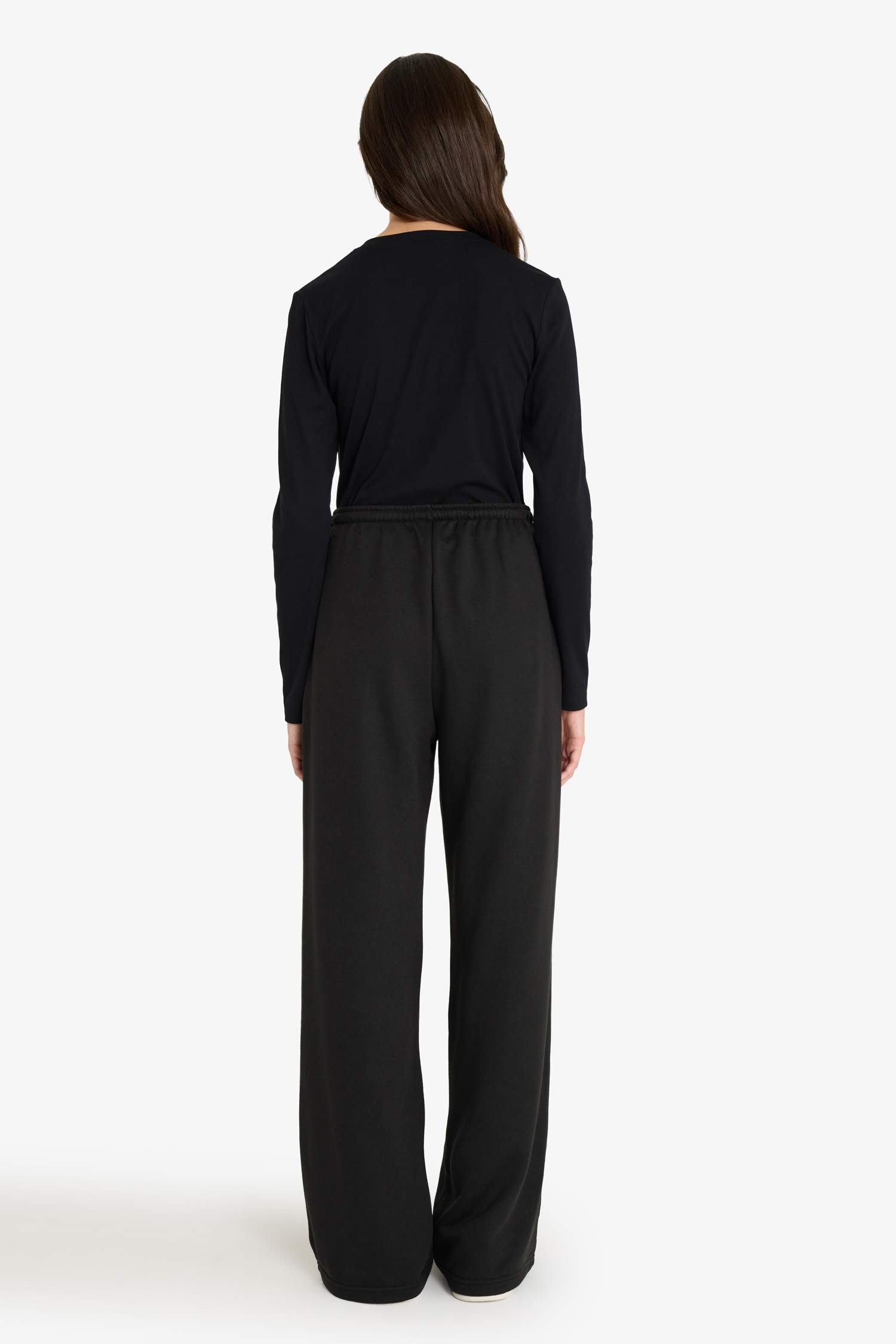 Straight Fit Beli Bağcıklı Basic Düz Geniş Paça Eşofman Alt