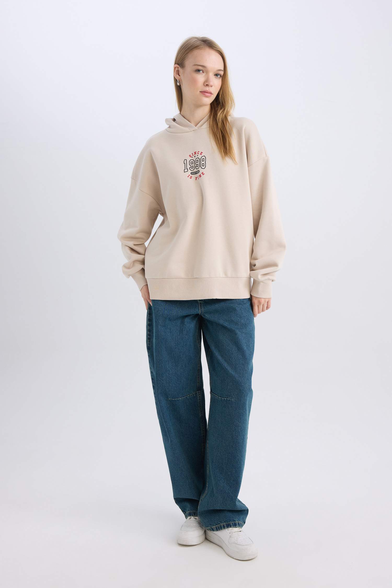 Coool Loose Fit Baskılı Kapüşonlu Sweatshirt