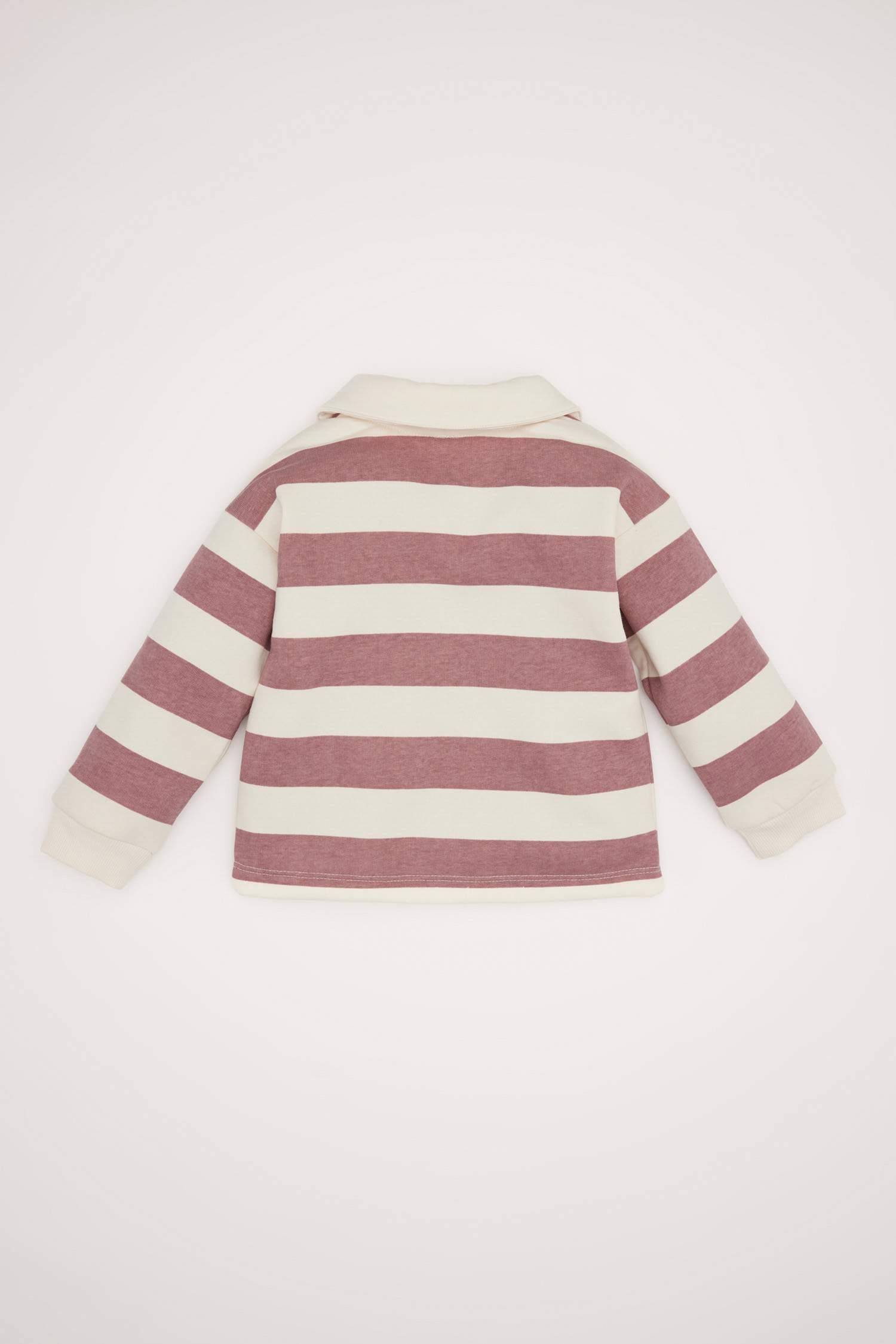 Baby Girl Baby Collar Soft Furry Striped Sweatshirt