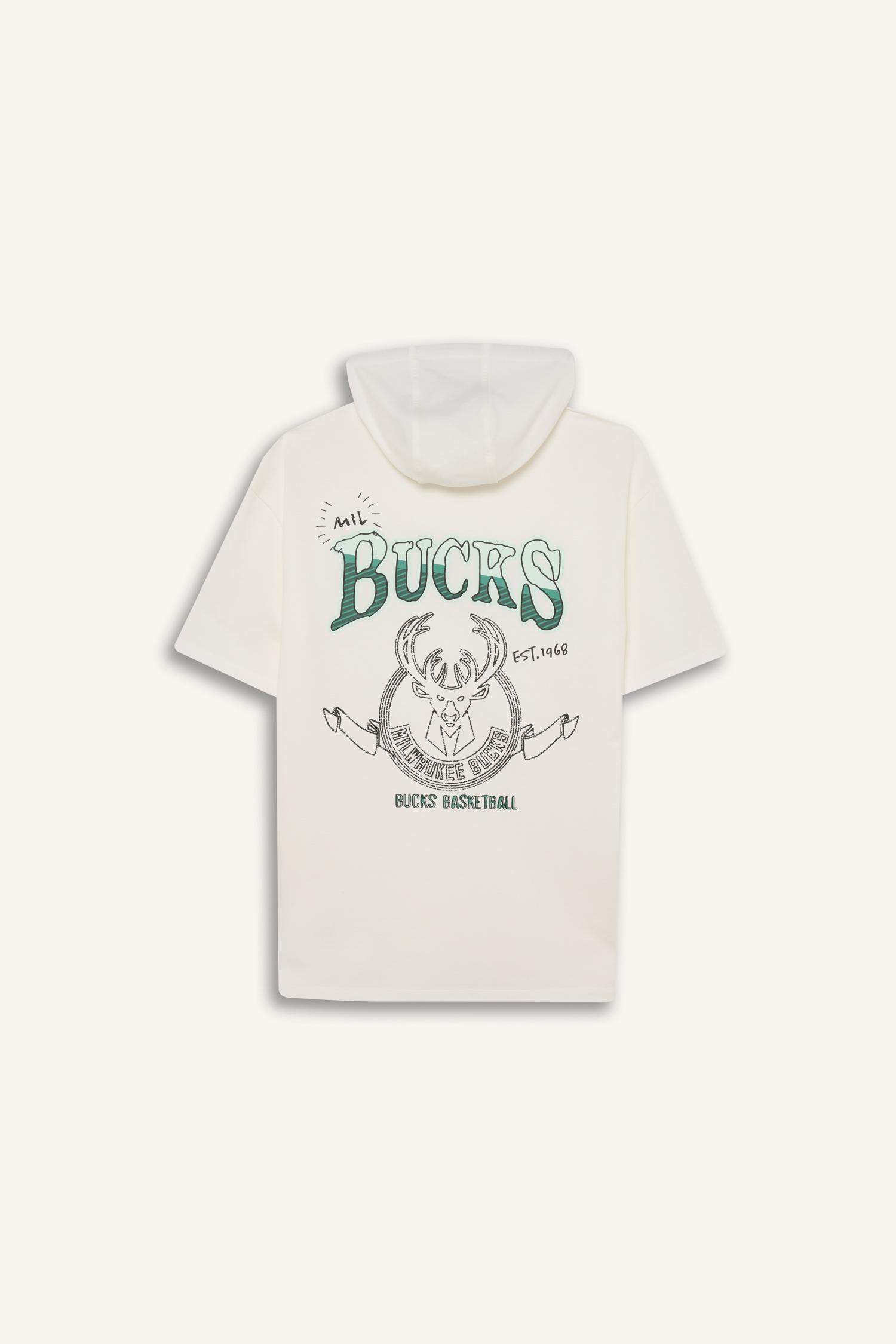 DeFactoFit NBA Milwaukee Bucks Oversize Fit Sports T-Shirt