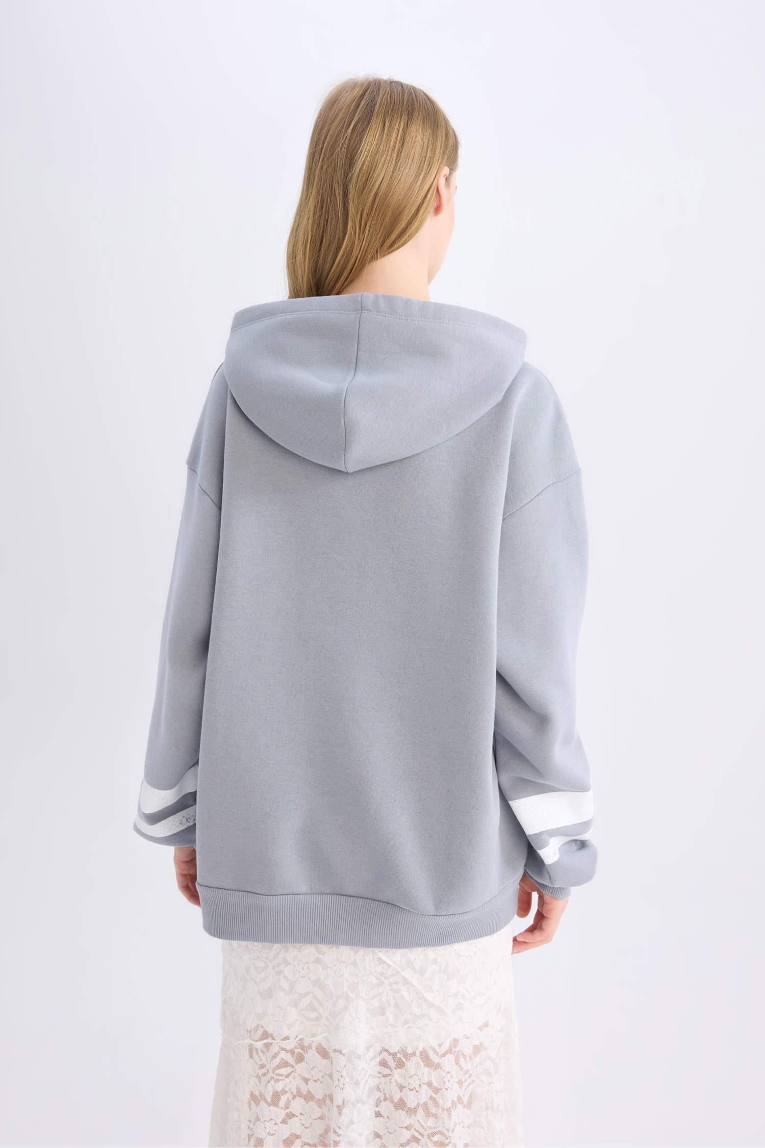 Coool Oversize Geniş Kalıp Kapüşonlu Baskılı Kalın Sweatshirt