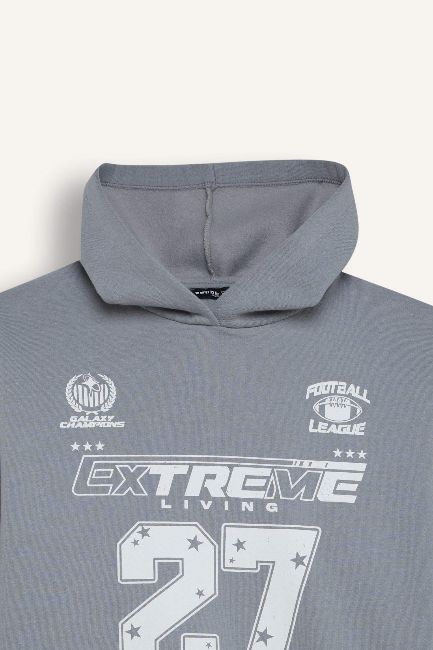 Coool Oversize Geniş Kalıp Kapüşonlu Baskılı Kalın Sweatshirt