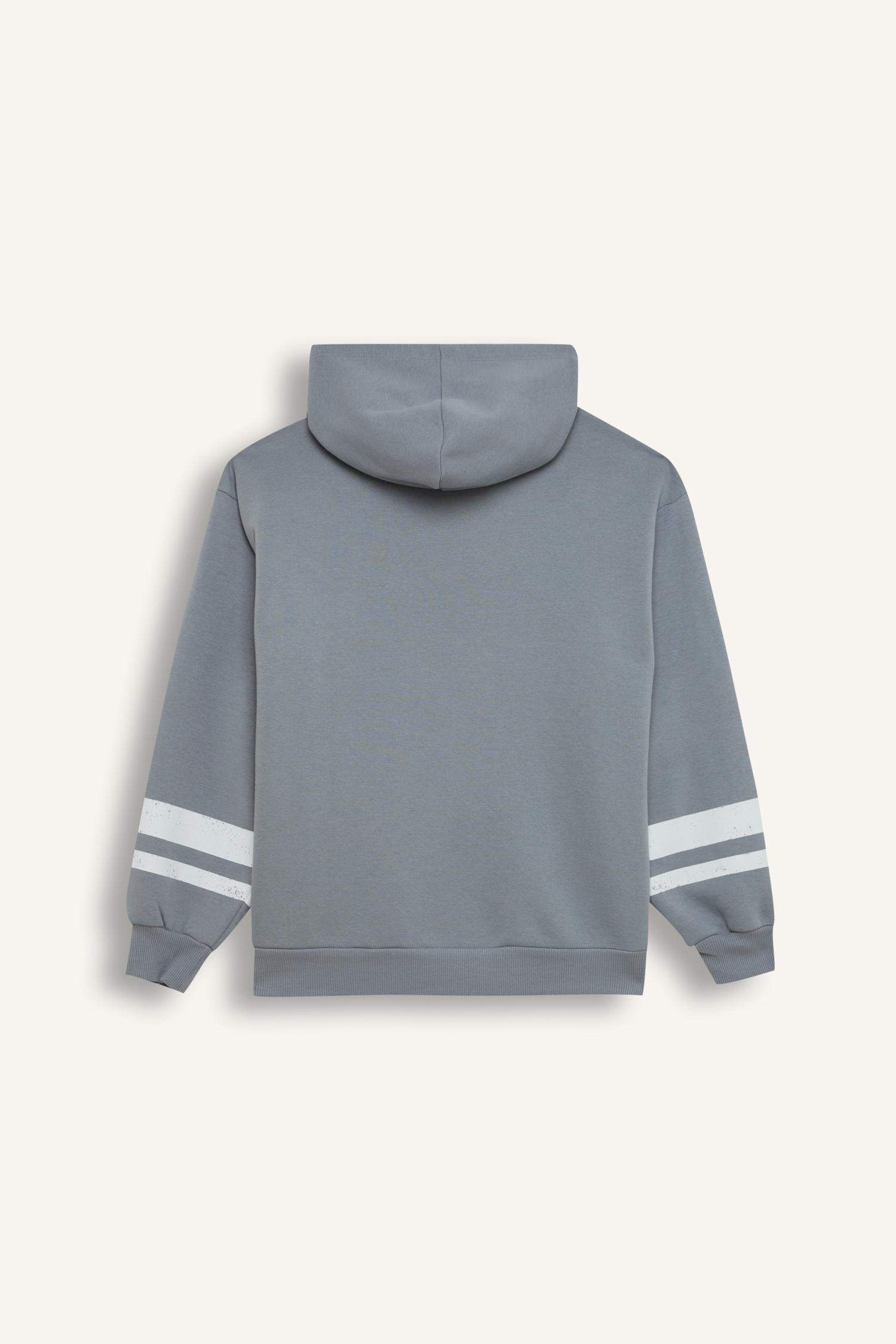 Coool Oversize Geniş Kalıp Kapüşonlu Baskılı Kalın Sweatshirt