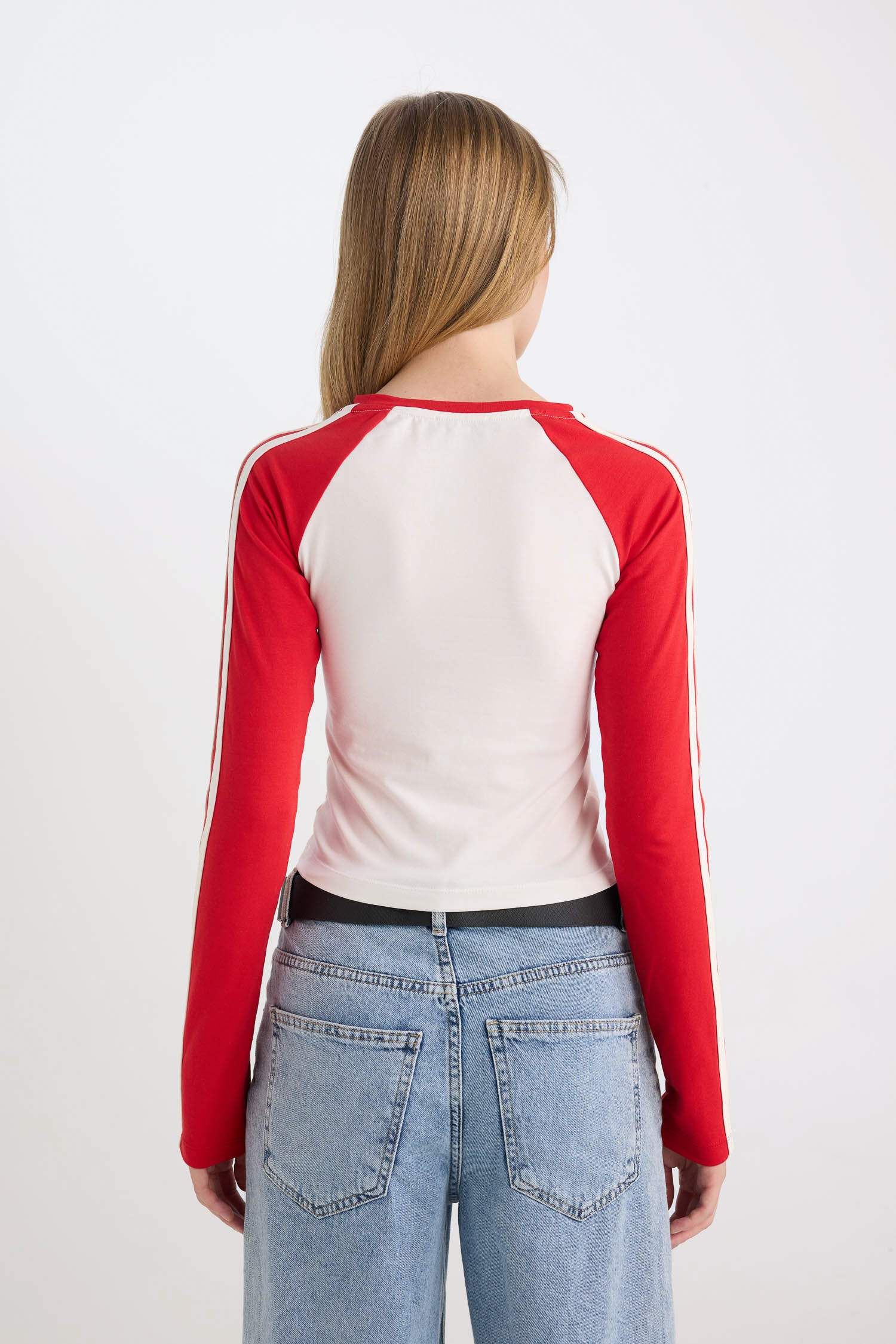 Coool Fitted Dar Kesim Bisiklet Yaka Baskılı Uzun Kollu Tişört