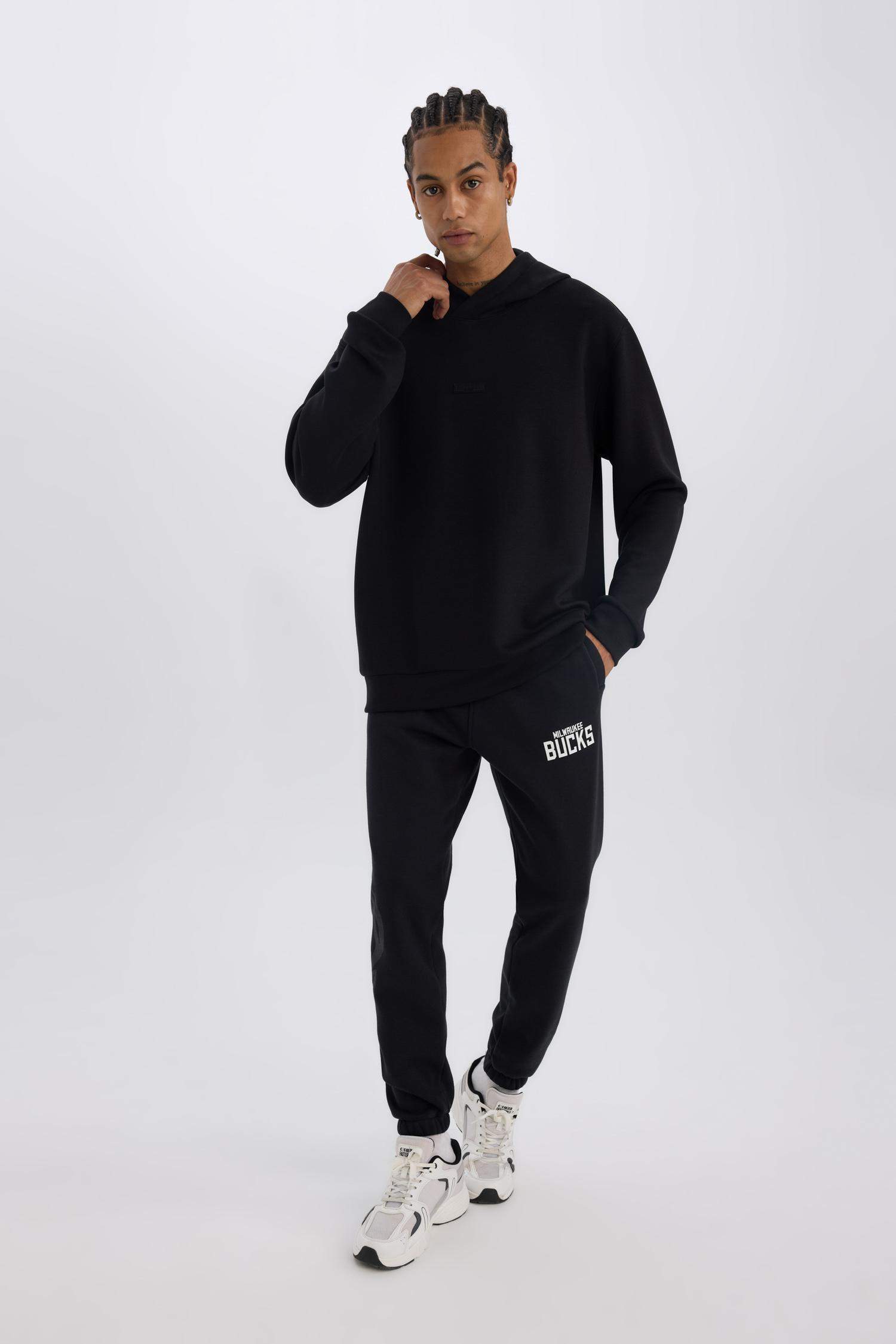NBA Milwaukee Bucks Kalın Jogger Eşofman Altı Beli Bağcıklı Standart Fit Cepli