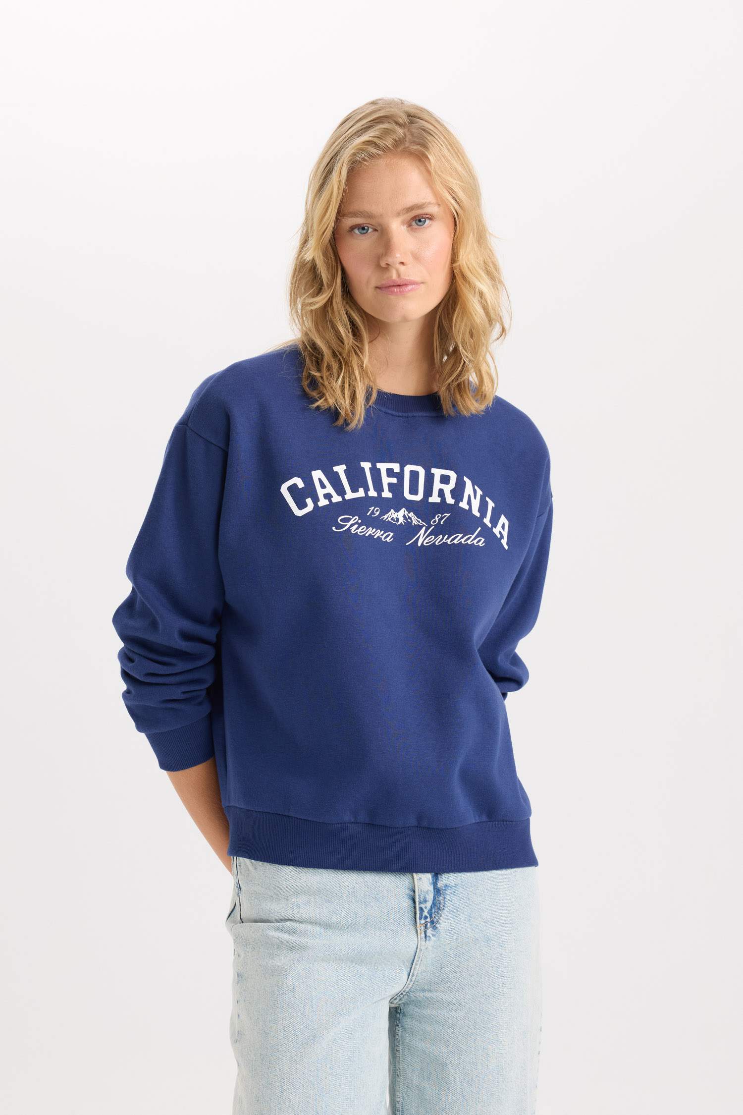 Back to School Relax Fit Printed Thick Casual Sweatshirt