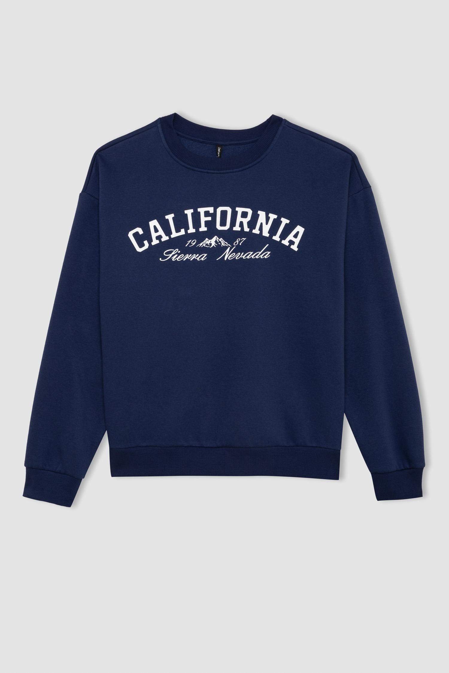 Back to School Relax Fit Printed Thick Casual Sweatshirt