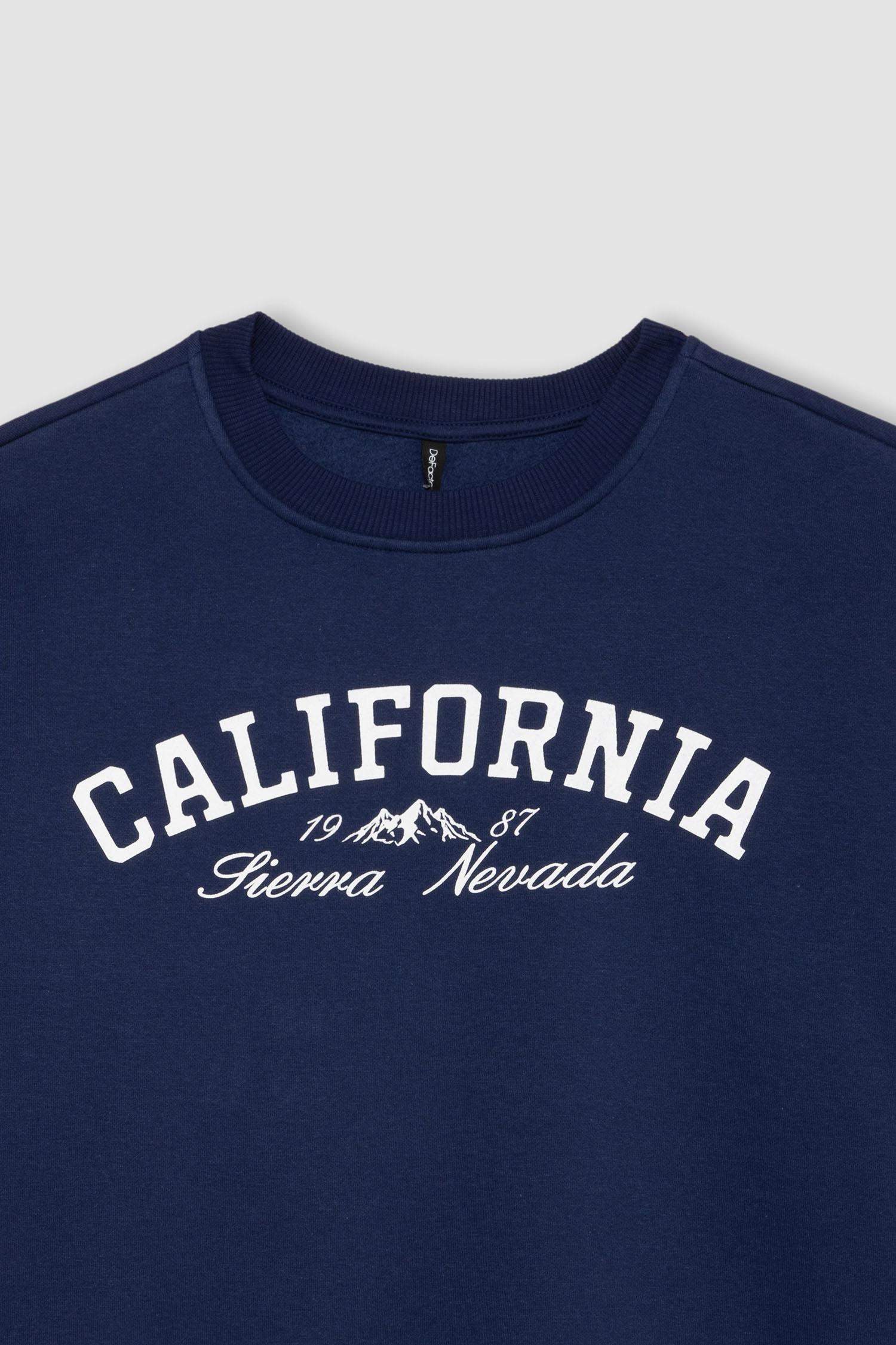 Back to School Relax Fit Printed Thick Casual Sweatshirt