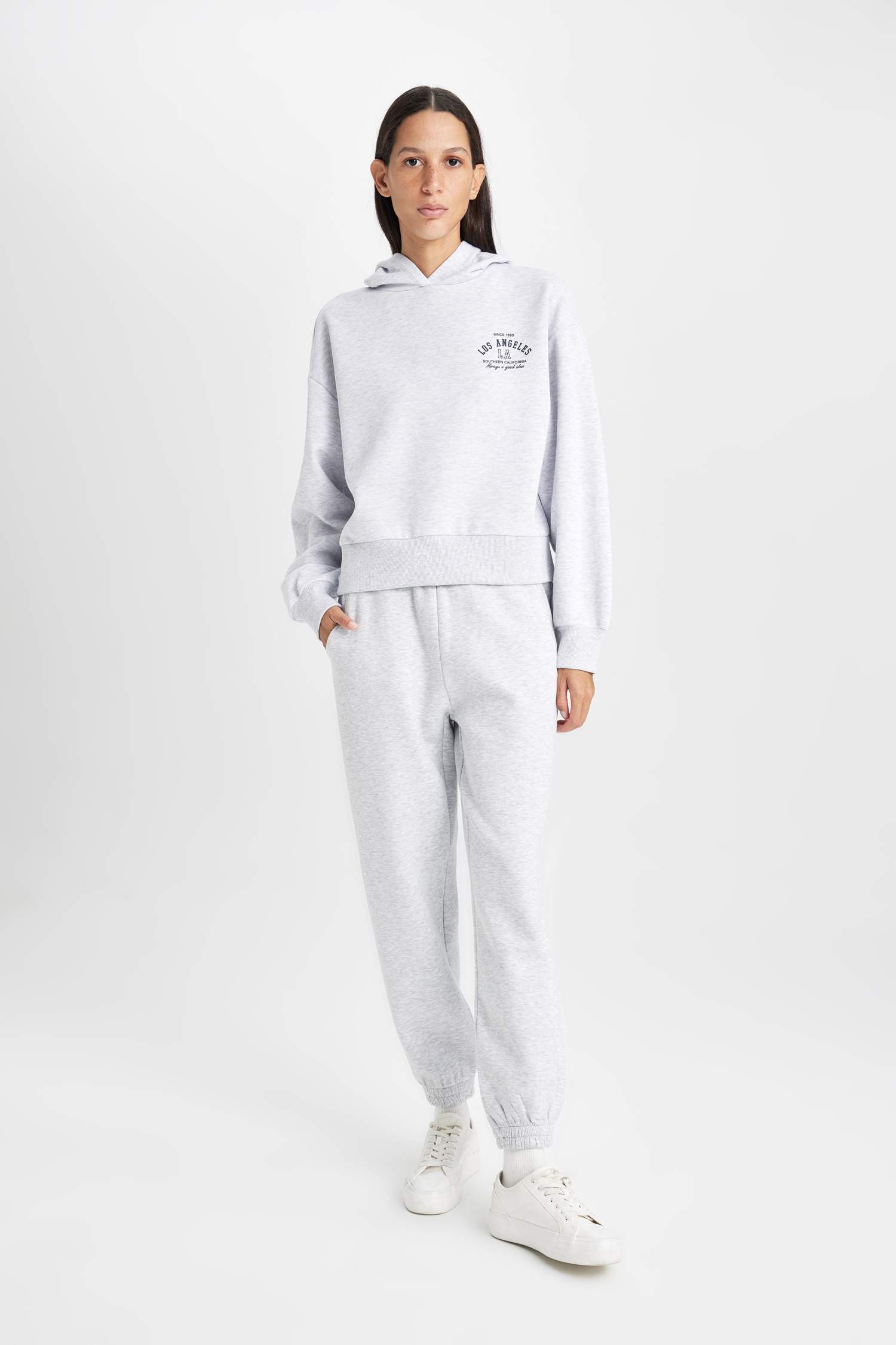 Regular Fit Kapüşonlu Baskılı Kalın Sweatshirt