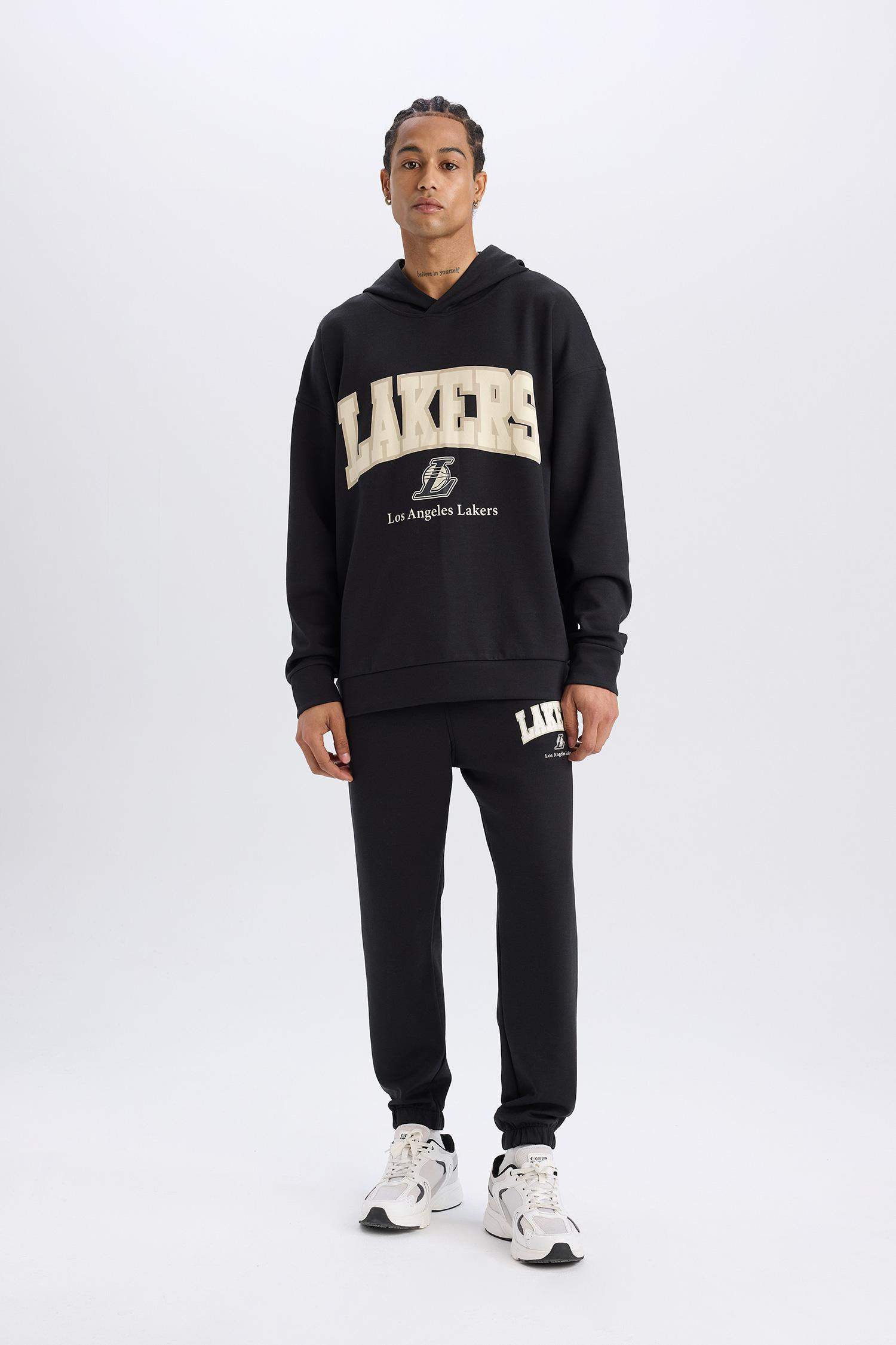 DeFactoFit NBA Los Angeles Lakers Jogger Eşofman Altı Standart Fit Cepli Esnek Bantlı Paça Skuba Dalgıç Kumaş 