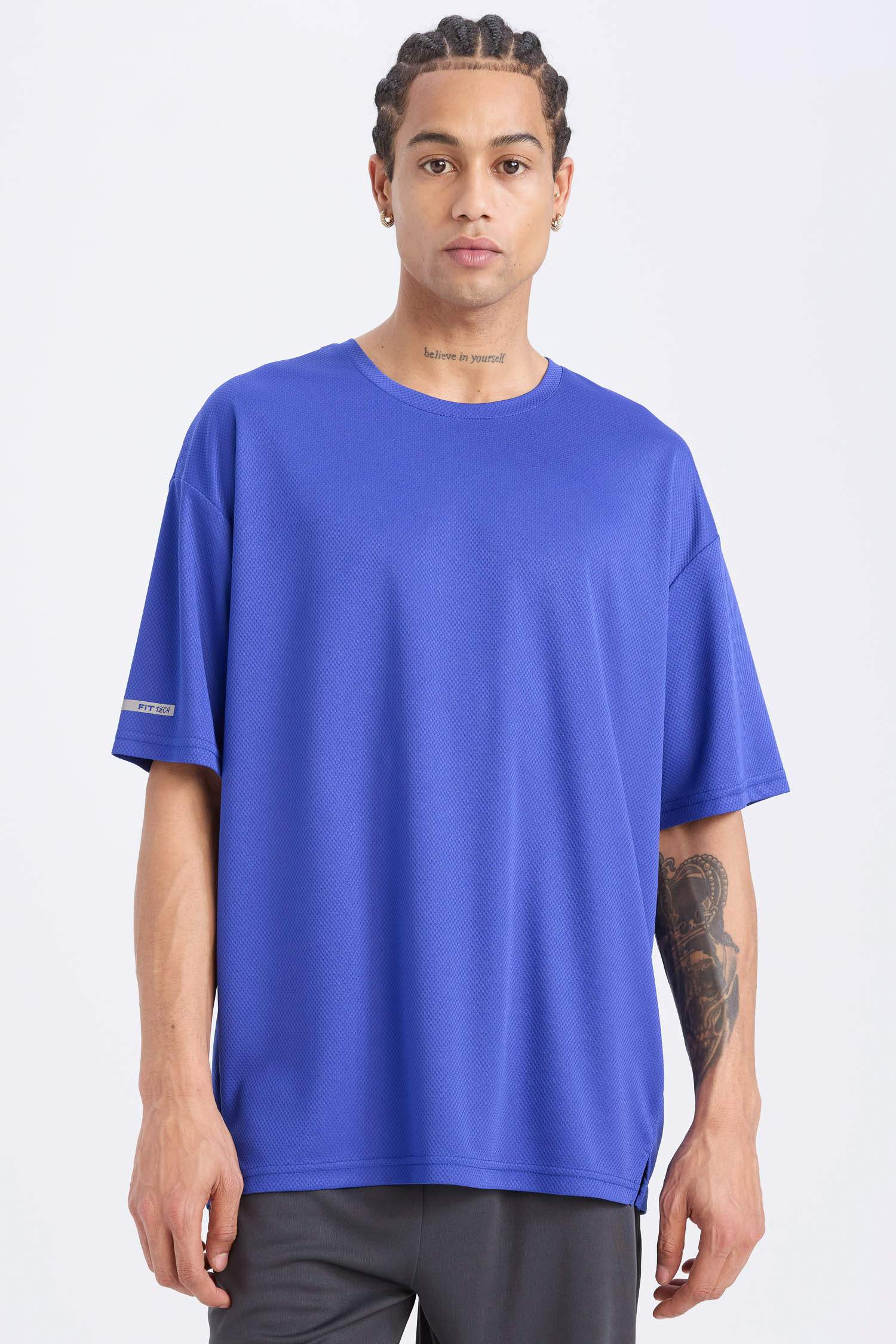 DeFactoFit Hızlı Kuruyan Boxy Fit Bisiklet Yaka Baskılı Sporcu Kısa Kollu Tişört