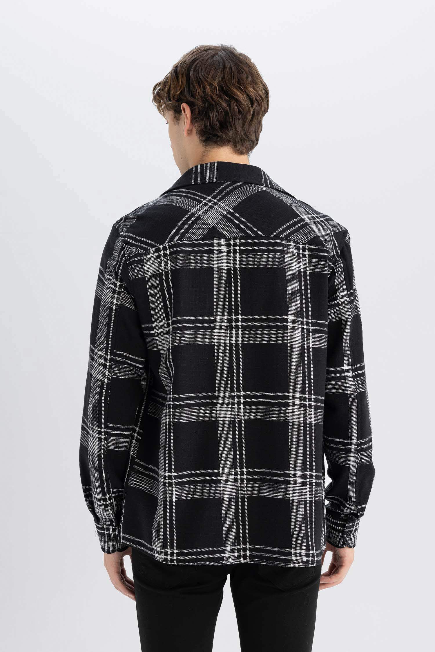 %100 Pamuk Regular Fit Kareli Oduncu Flanel Uzun Kollu Gömlek