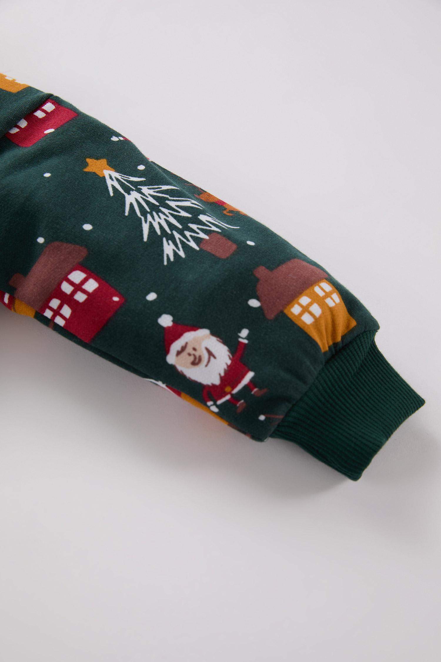 Erkek Bebek 2'li Takım Yılbaşı Temalı Sweatshirt Beli Lastikli Eşofman Altı