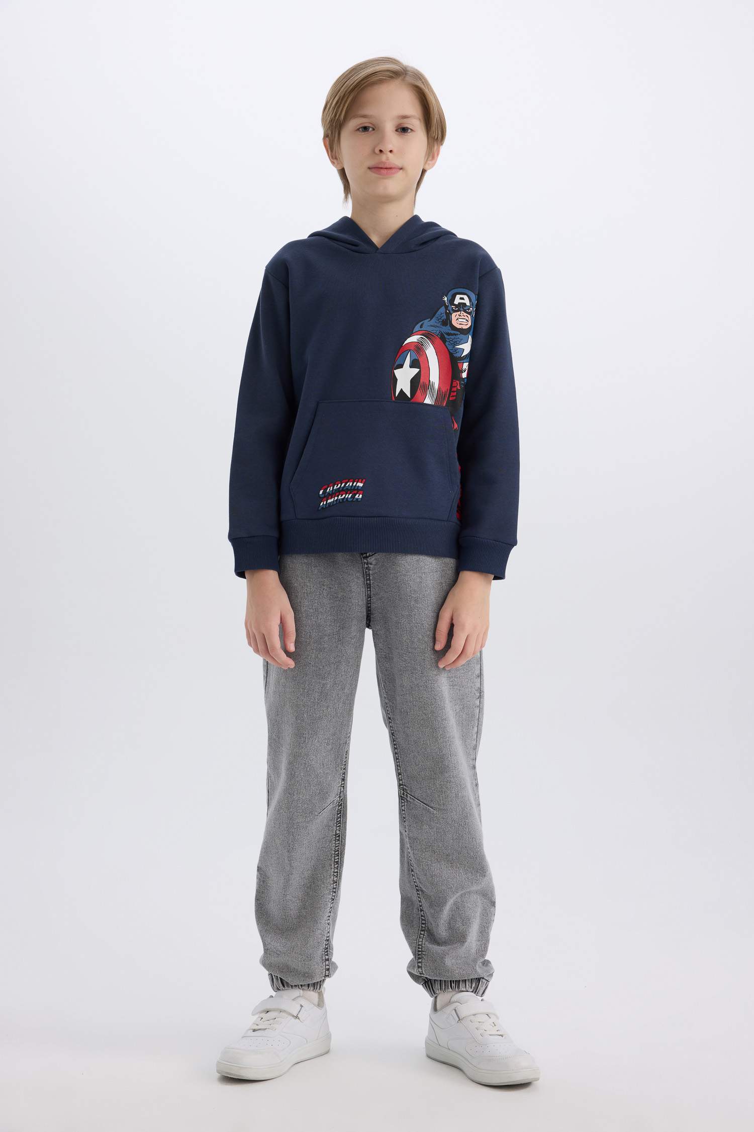 Erkek Çocuk Marvel Kapüşonlu Kanguru Cepli Sweatshirt