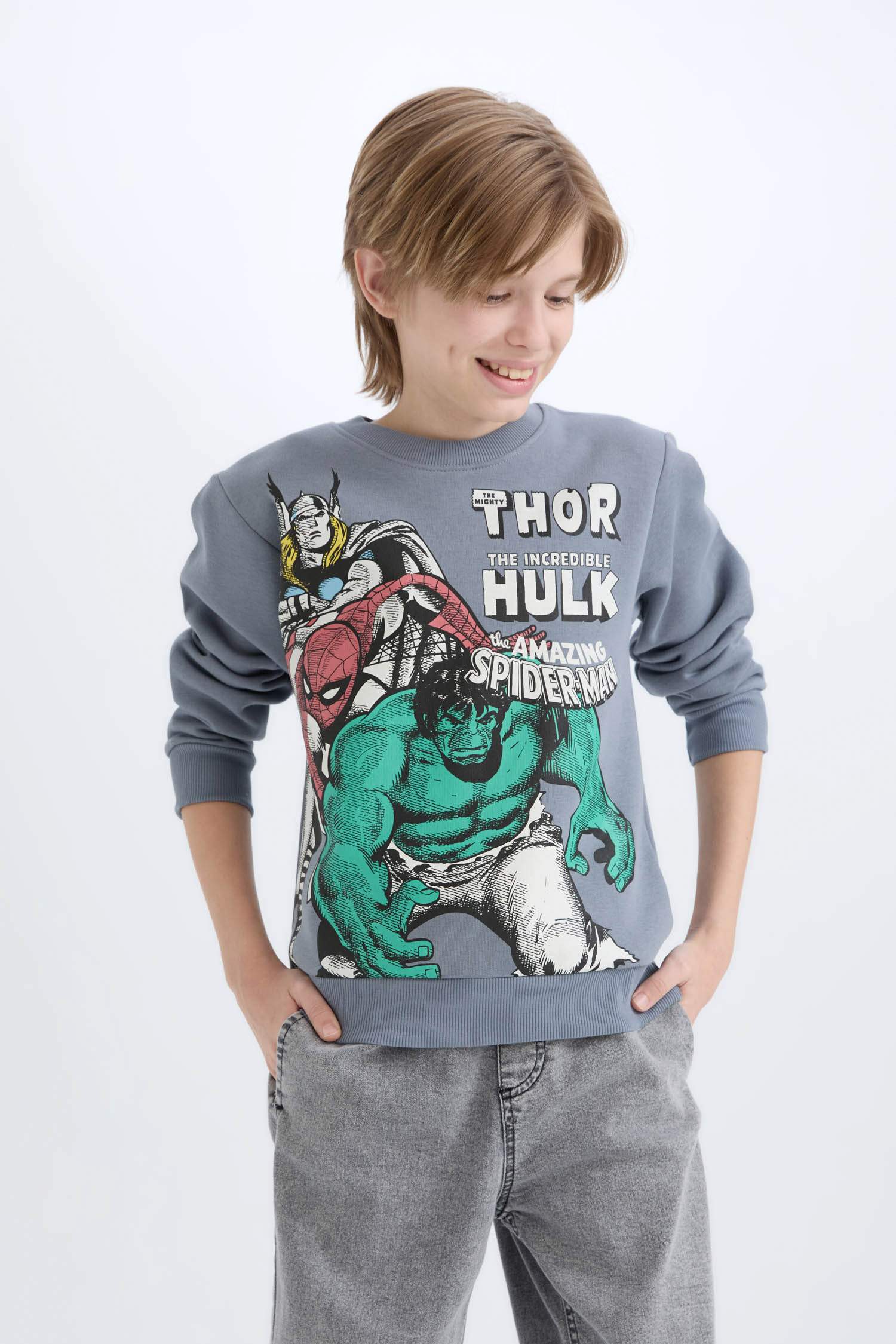 Erkek Çocuk Marvel Comics Bisiklet Yaka Sweatshirt