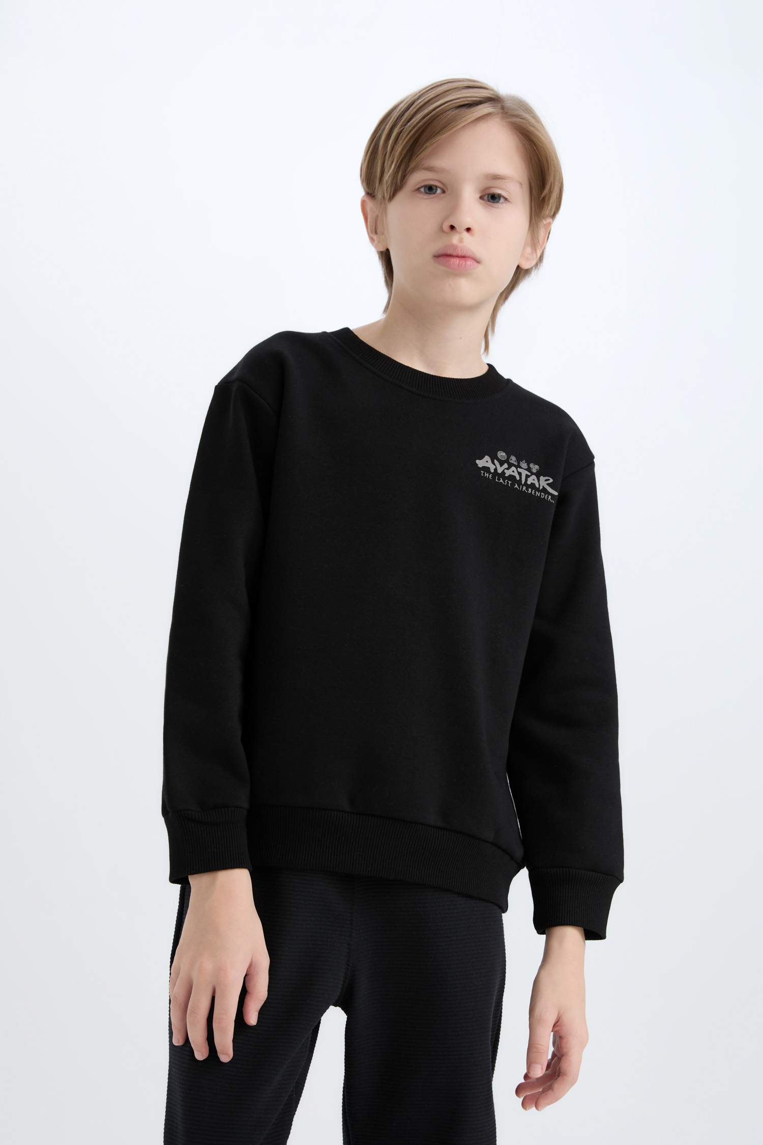 Erkek Çocuk Avatar the Last Airbender Bisiklet Yaka İçi Yumuşak Tüylü Sırt Baskılı Sweatshirt