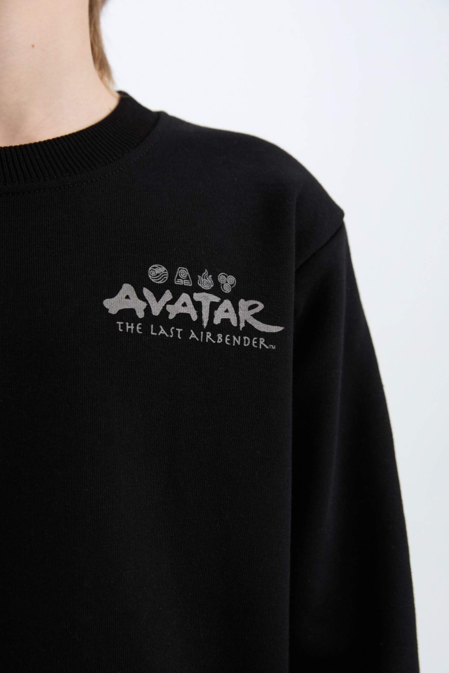 Erkek Çocuk Avatar the Last Airbender Bisiklet Yaka İçi Yumuşak Tüylü Sırt Baskılı Sweatshirt