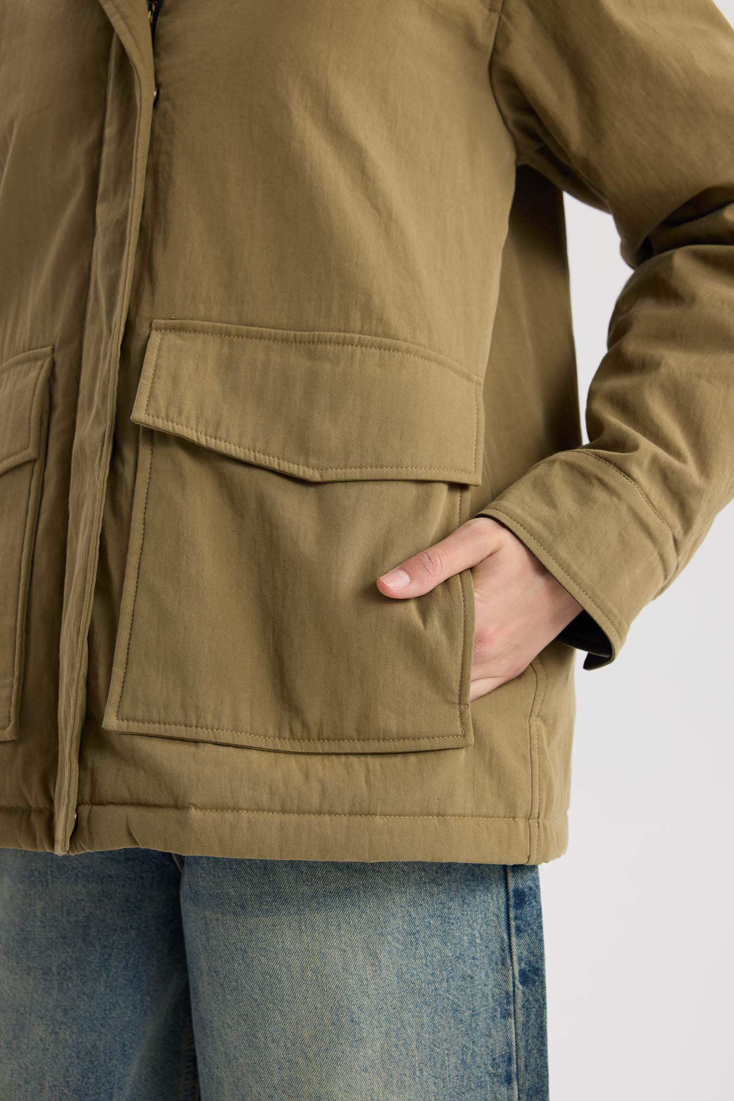 Polo Yaka Mont Fermuar Çıtçıtlı Cepli Mevsimlik Pamuklu