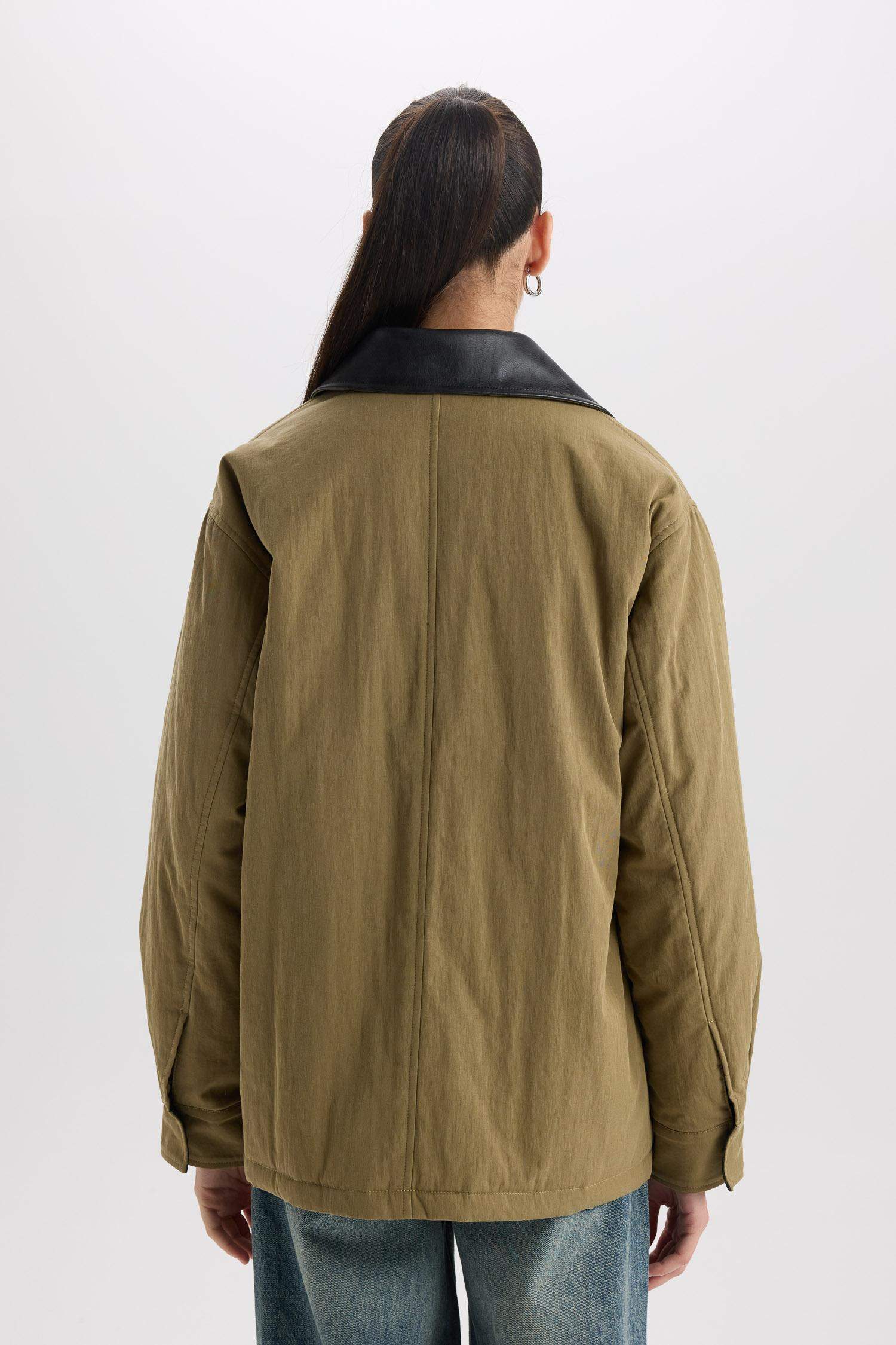 Polo Yaka Mont Fermuar Çıtçıtlı Cepli Mevsimlik Pamuklu