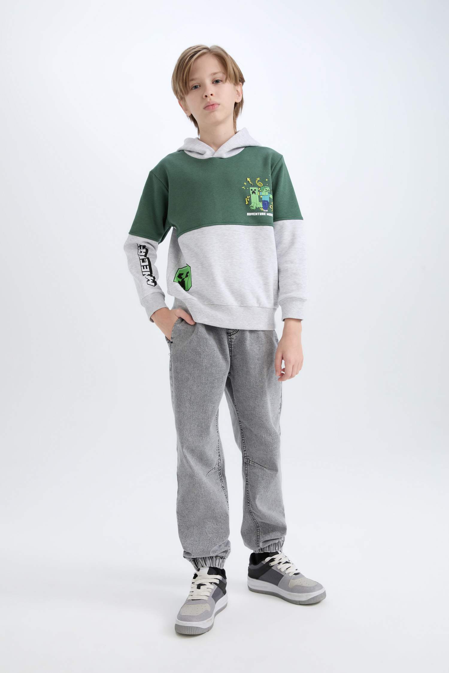 Erkek Çocuk Minecraft Kapüşonlu Sweatshirt