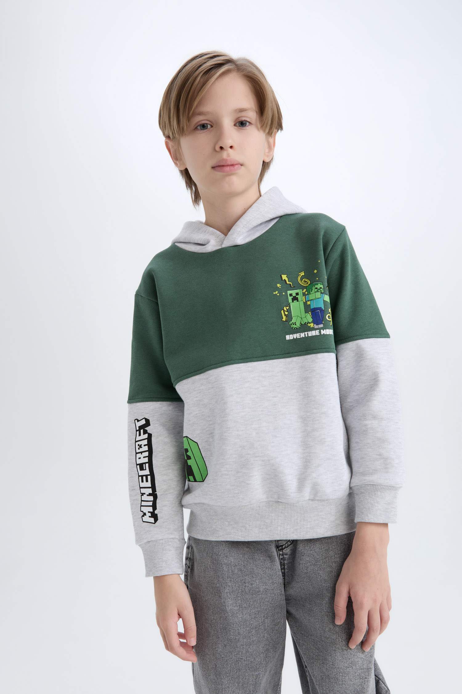 Erkek Çocuk Minecraft Kapüşonlu Sweatshirt