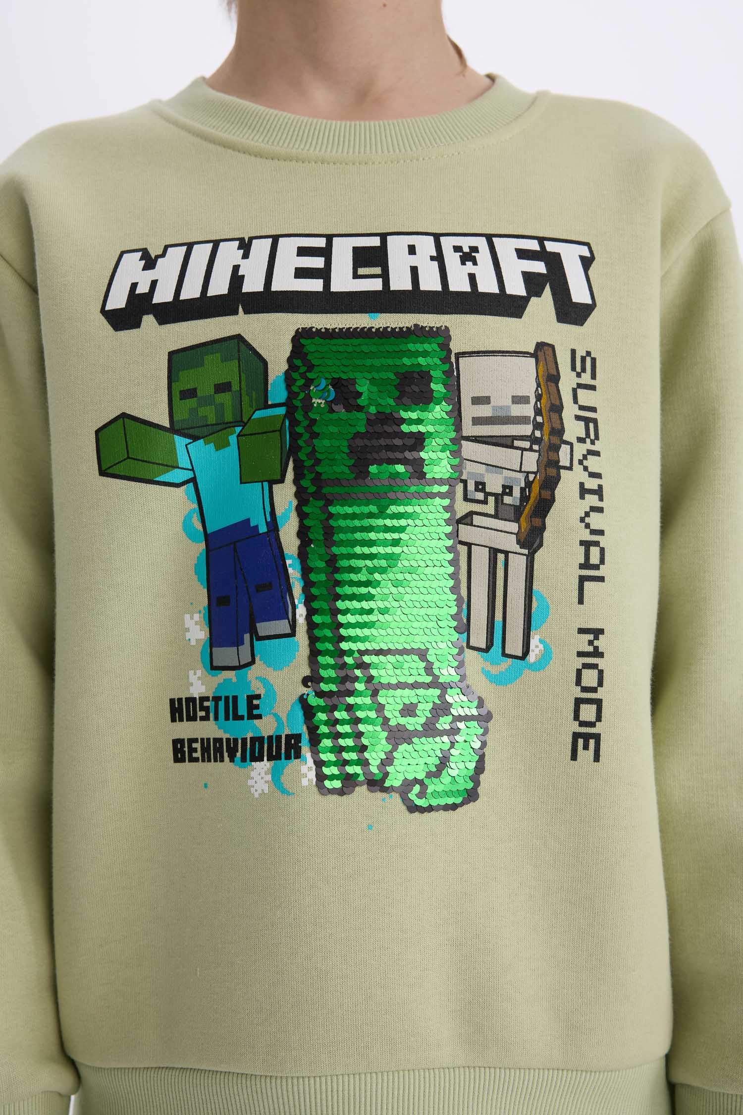 Erkek Çocuk Minecraft Bisiklet Yaka Sweatshirt