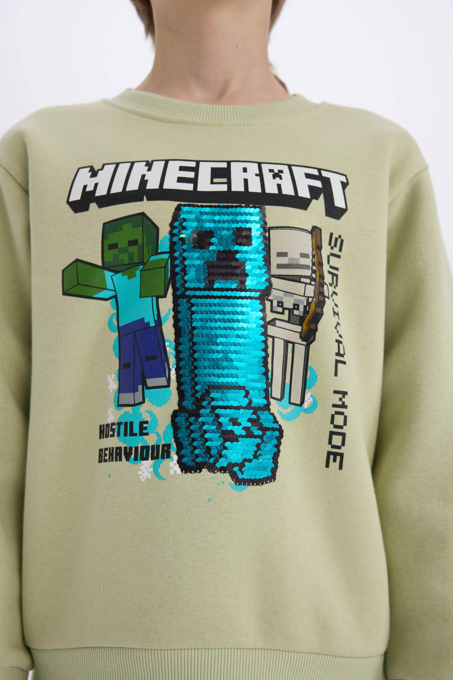 Erkek Çocuk Minecraft Bisiklet Yaka Sweatshirt