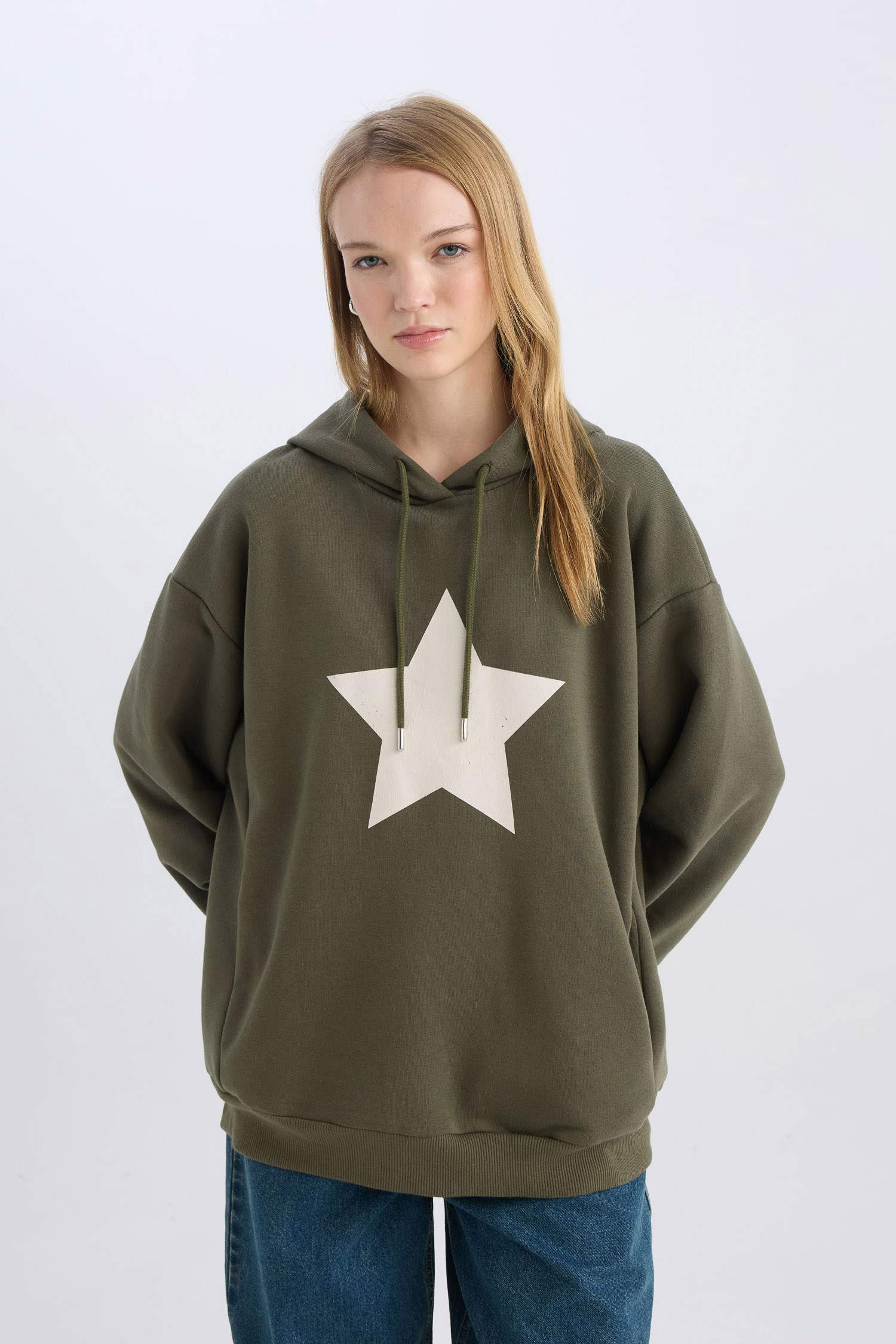 Coool Oversize Geniş Kalıp Kapüşonlu Sırt Baskılı Kalın Sweatshirt