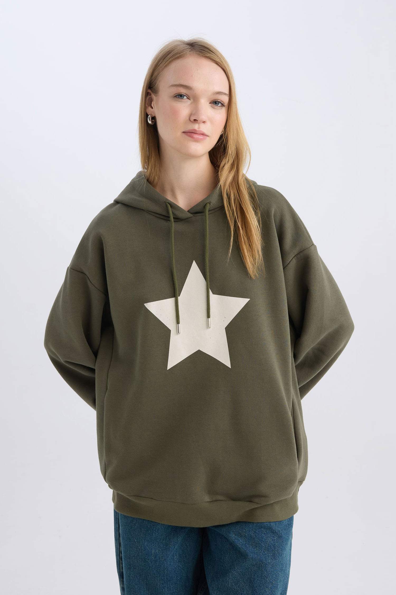 Coool Oversize Geniş Kalıp Kapüşonlu Sırt Baskılı Kalın Sweatshirt