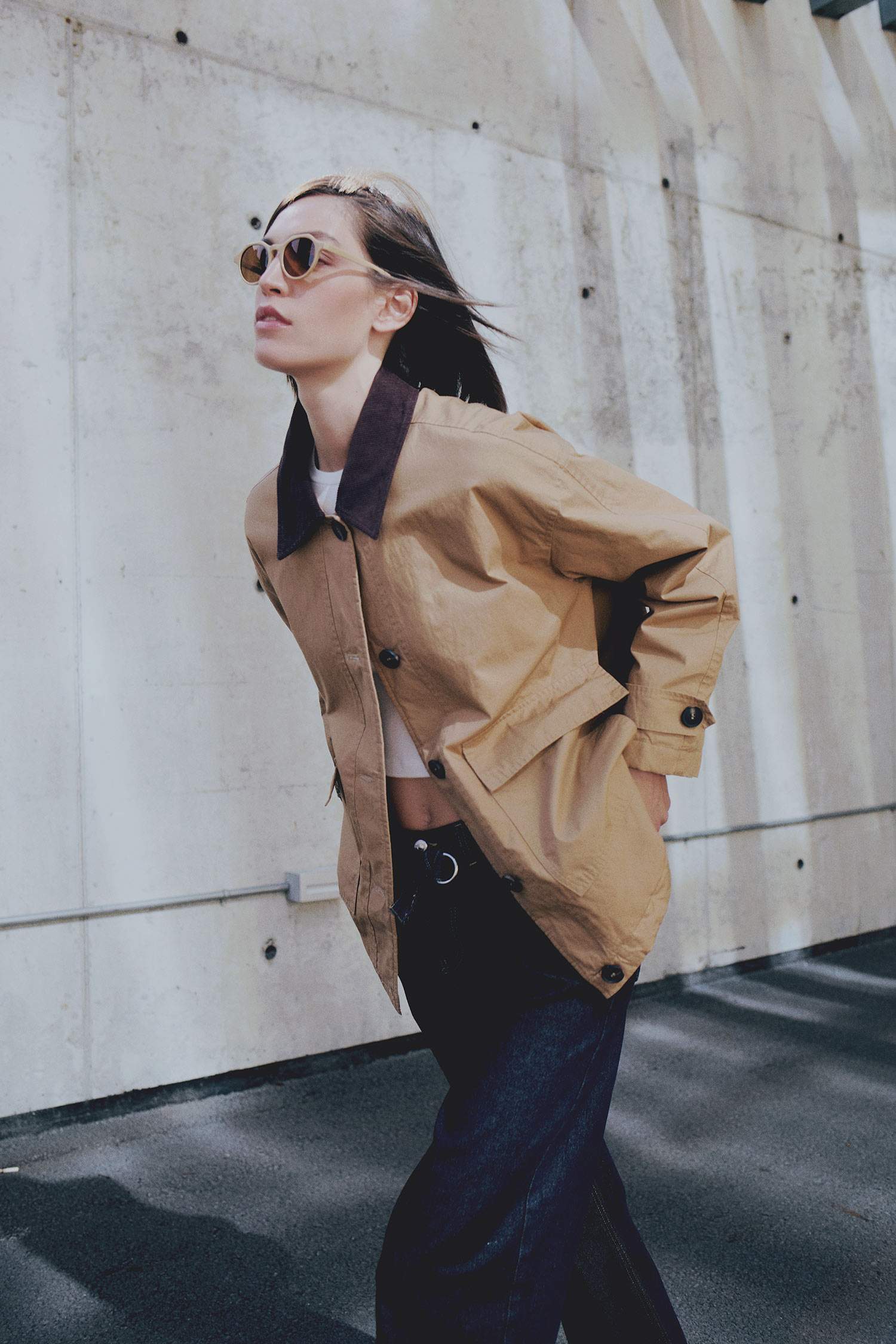 Polo Yaka Mevsimlik Hafif Mont Düğmeli Cepli Apoletli Basic Düz