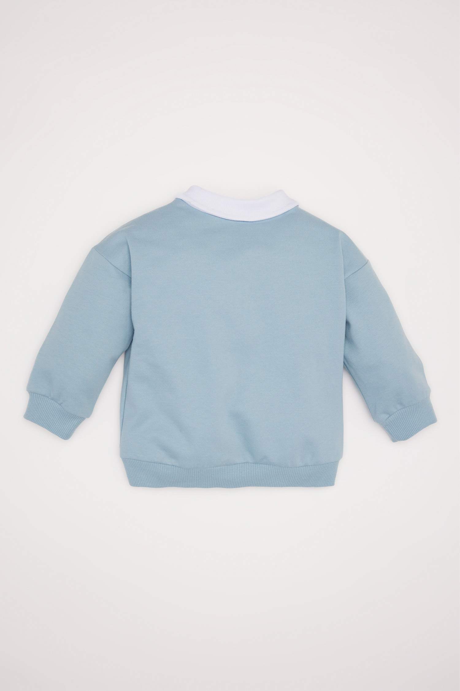 Erkek Bebek Gömlek Yaka Baskılı İçi Yumuşak Tüylü Sweatshirt