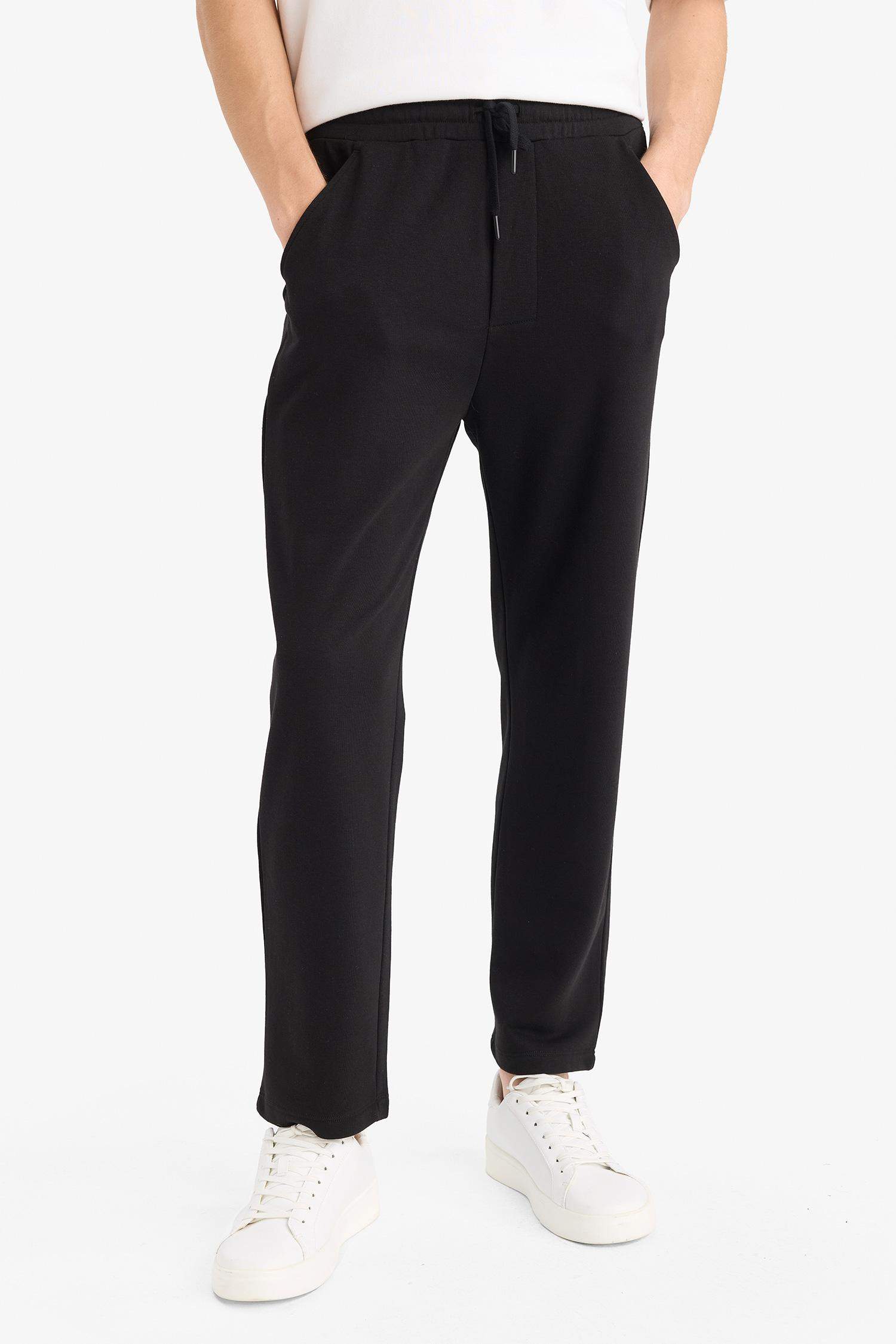 Regular Fit Basic Düz Beli Bağcıklı Düz Paça Cepli Eşofman Altı