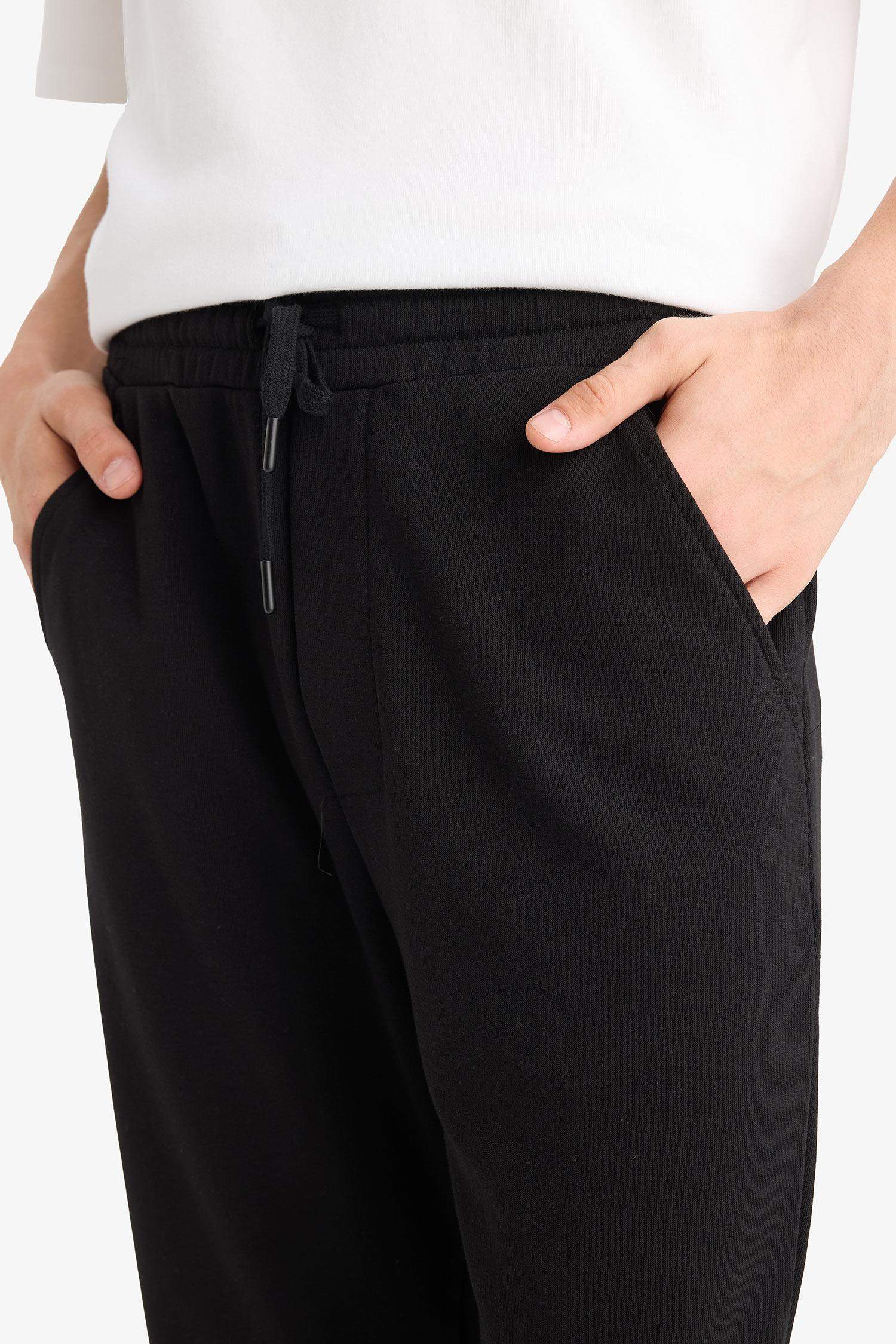 Regular Fit Basic Düz Beli Bağcıklı Düz Paça Cepli Eşofman Altı