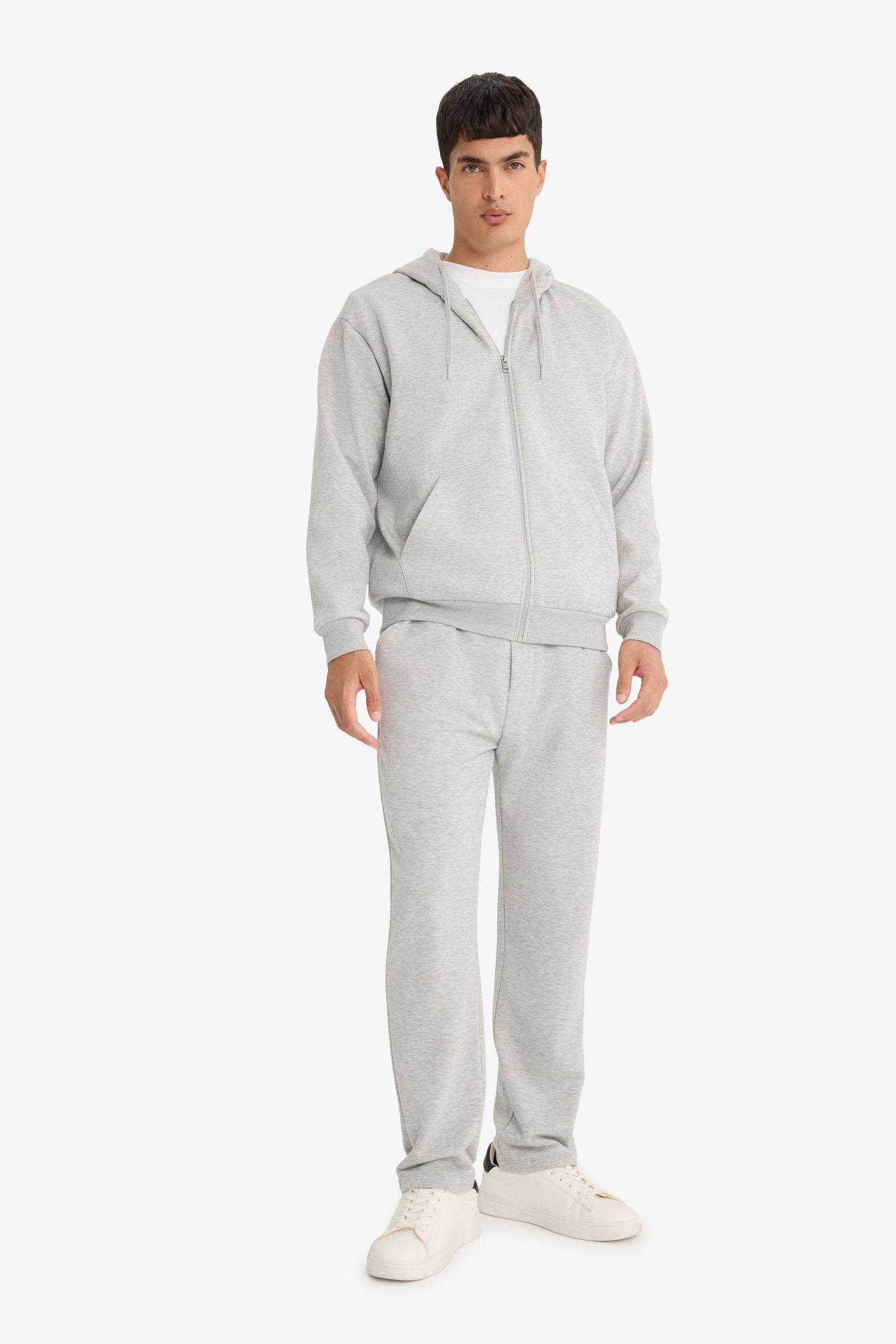 Regular Fit Basic Düz Beli Bağcıklı Düz Paça Cepli Eşofman Altı