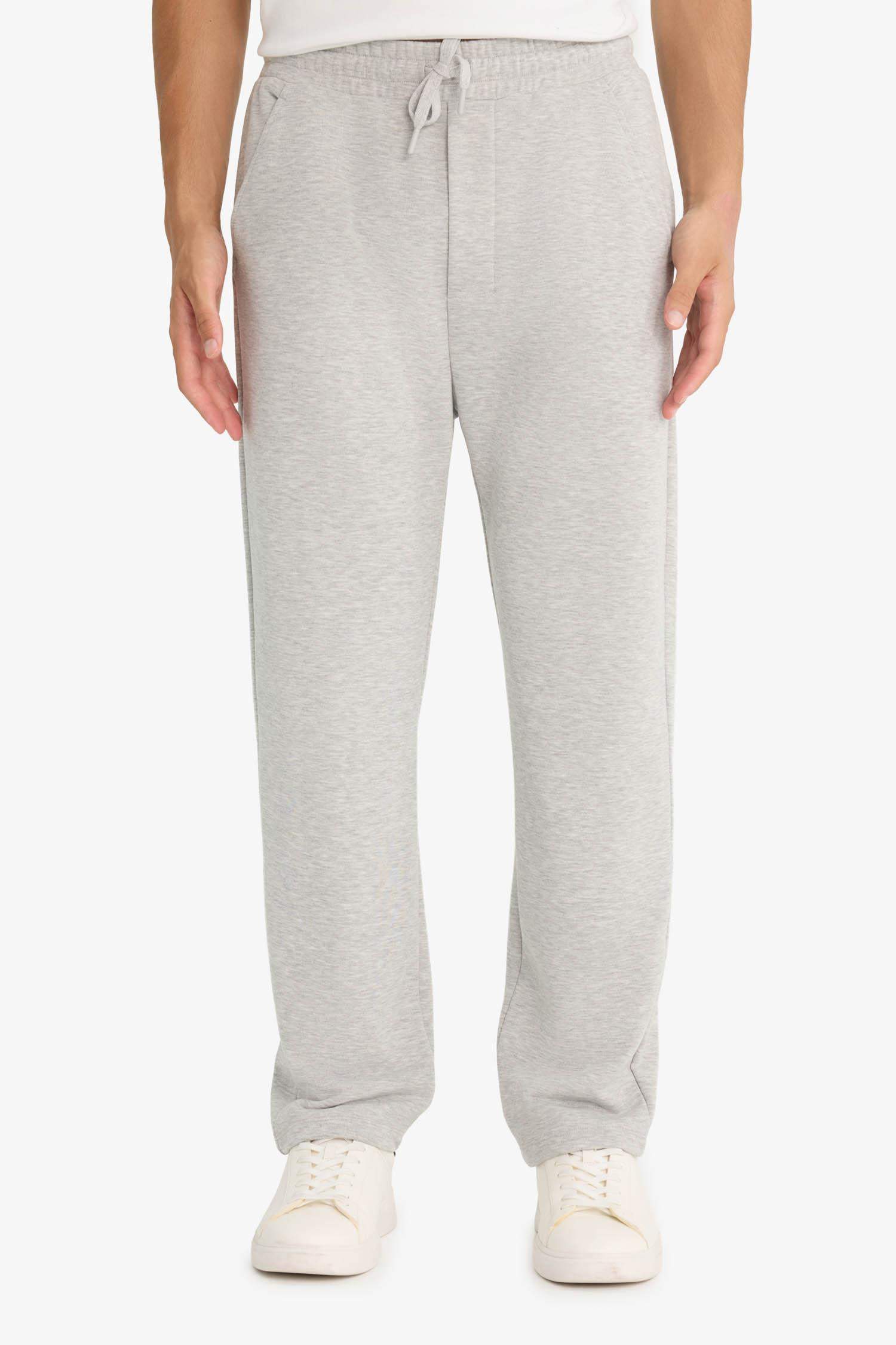 Regular Fit Basic Düz Beli Bağcıklı Düz Paça Cepli Eşofman Altı