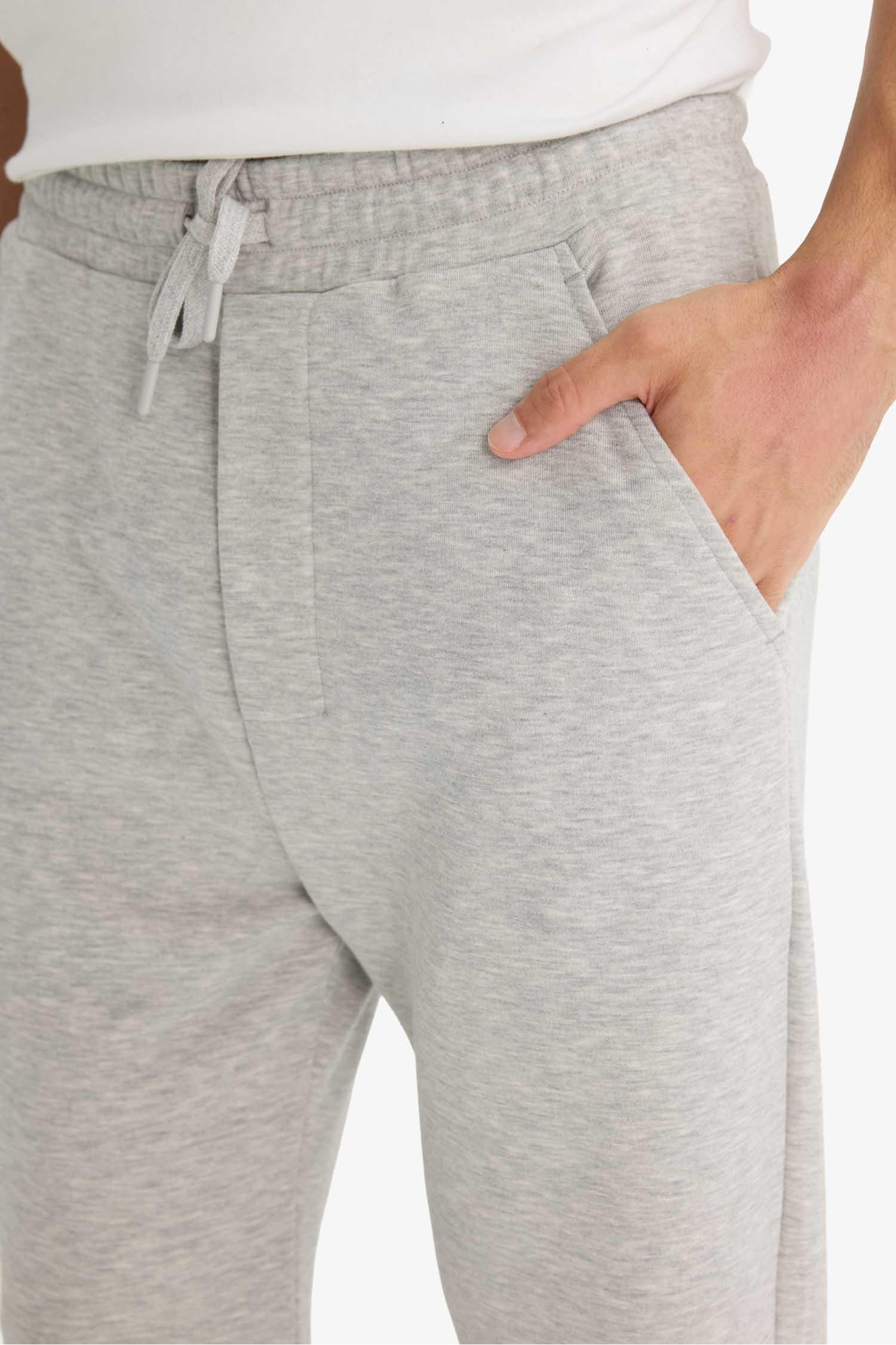 Regular Fit Basic Düz Beli Bağcıklı Düz Paça Cepli Eşofman Altı