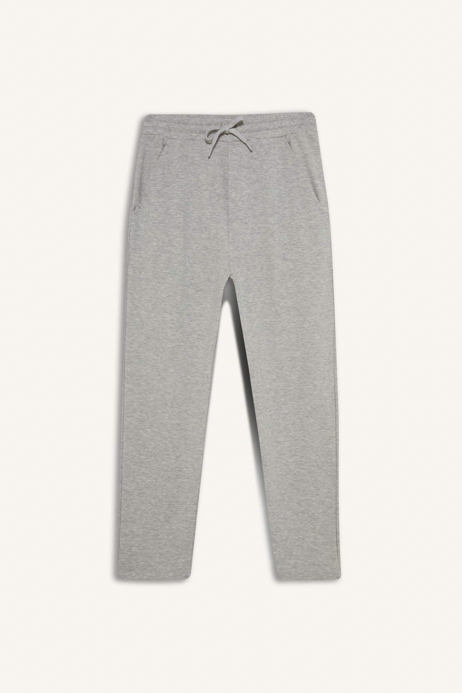 Regular Fit Basic Düz Beli Bağcıklı Düz Paça Cepli Eşofman Altı