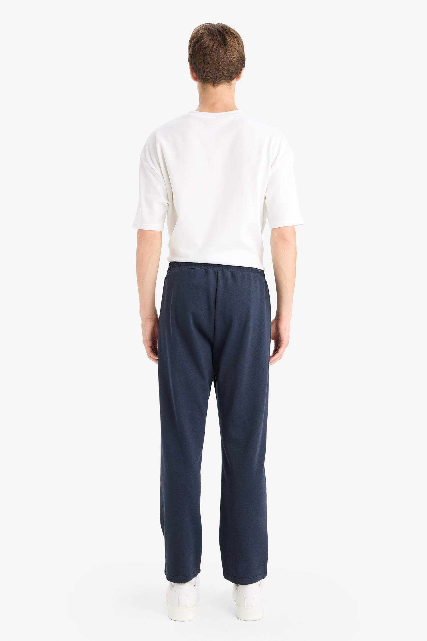 Regular Fit Basic Düz Beli Bağcıklı Düz Paça Cepli Eşofman Altı	