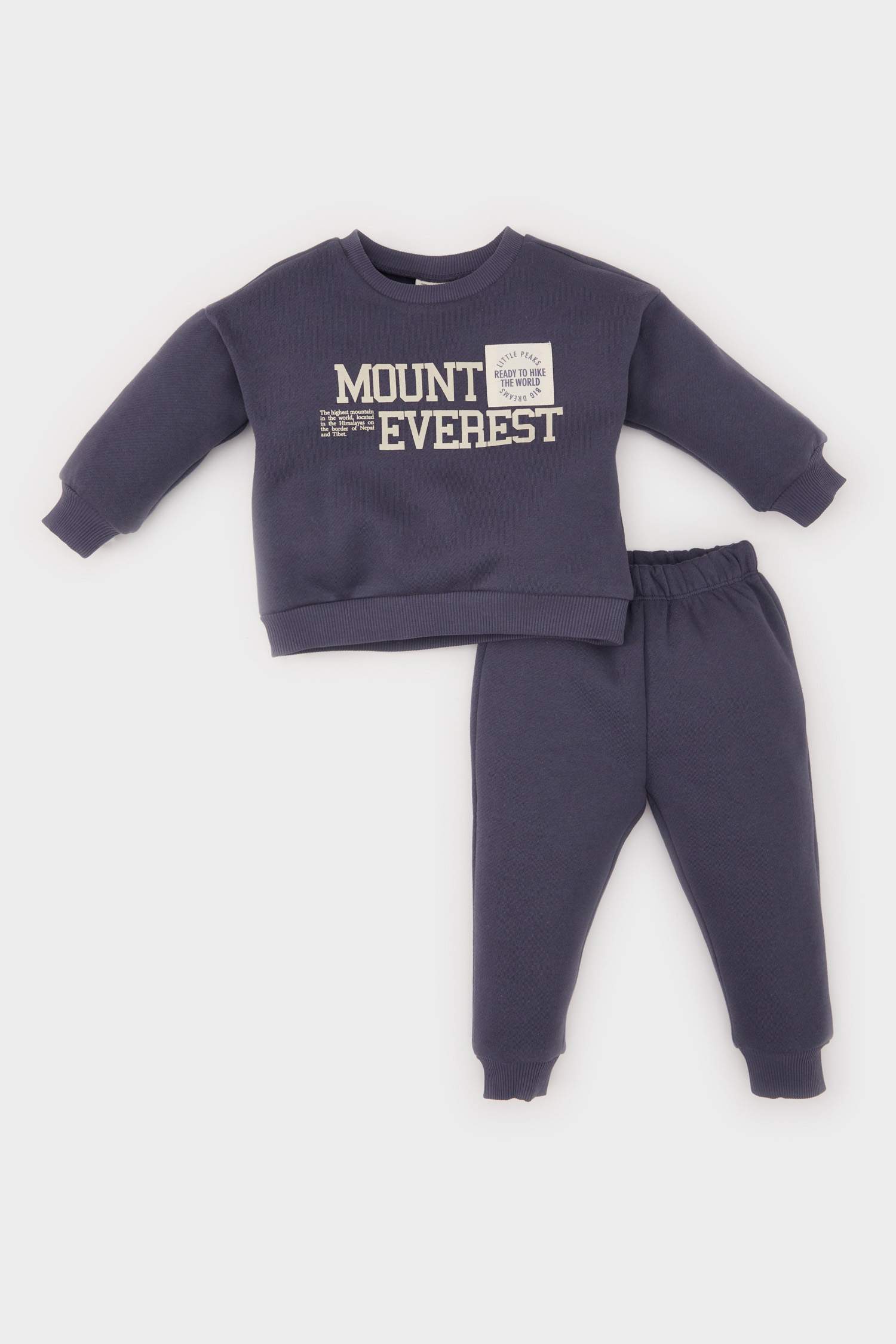 طقم بيبي اولادي سويت شيرت وسويت بانتس بطبعة شعار قصة عادية - قطعتين