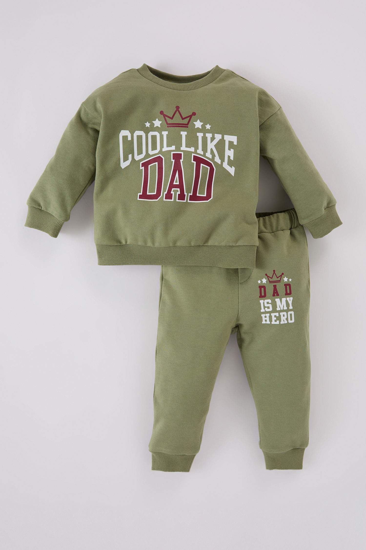 Erkek Bebek 2'li Takım Baskılı Sweatshirt Beli Lastikli Alt