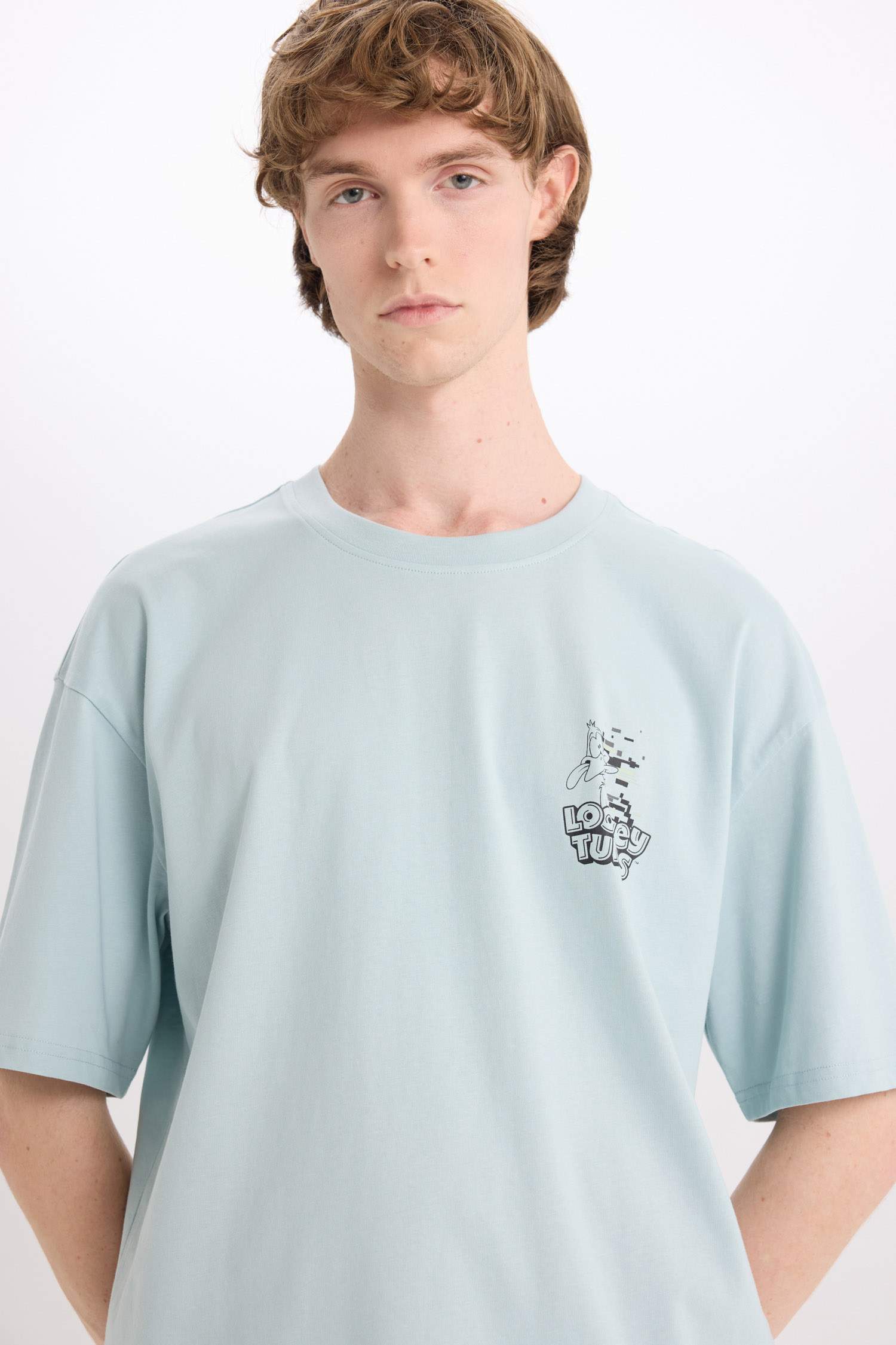 تيشيرت مطبوع أوفر سايز برقبة مستديرة