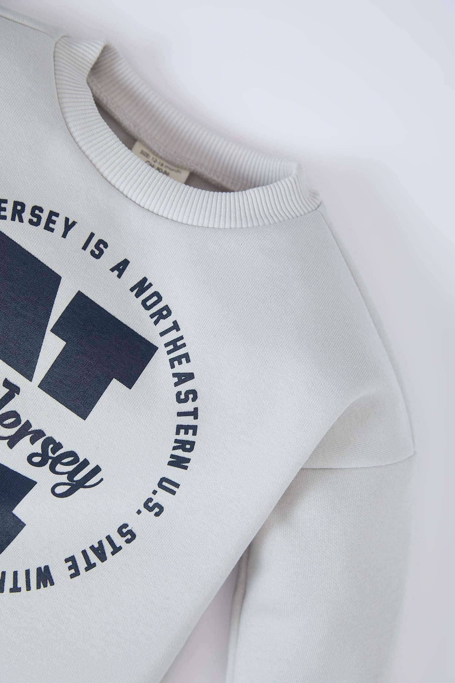 Erkek Bebek 2'li Takım Baskılı Sweatshirt Beli Lastikli Eşofman Altı