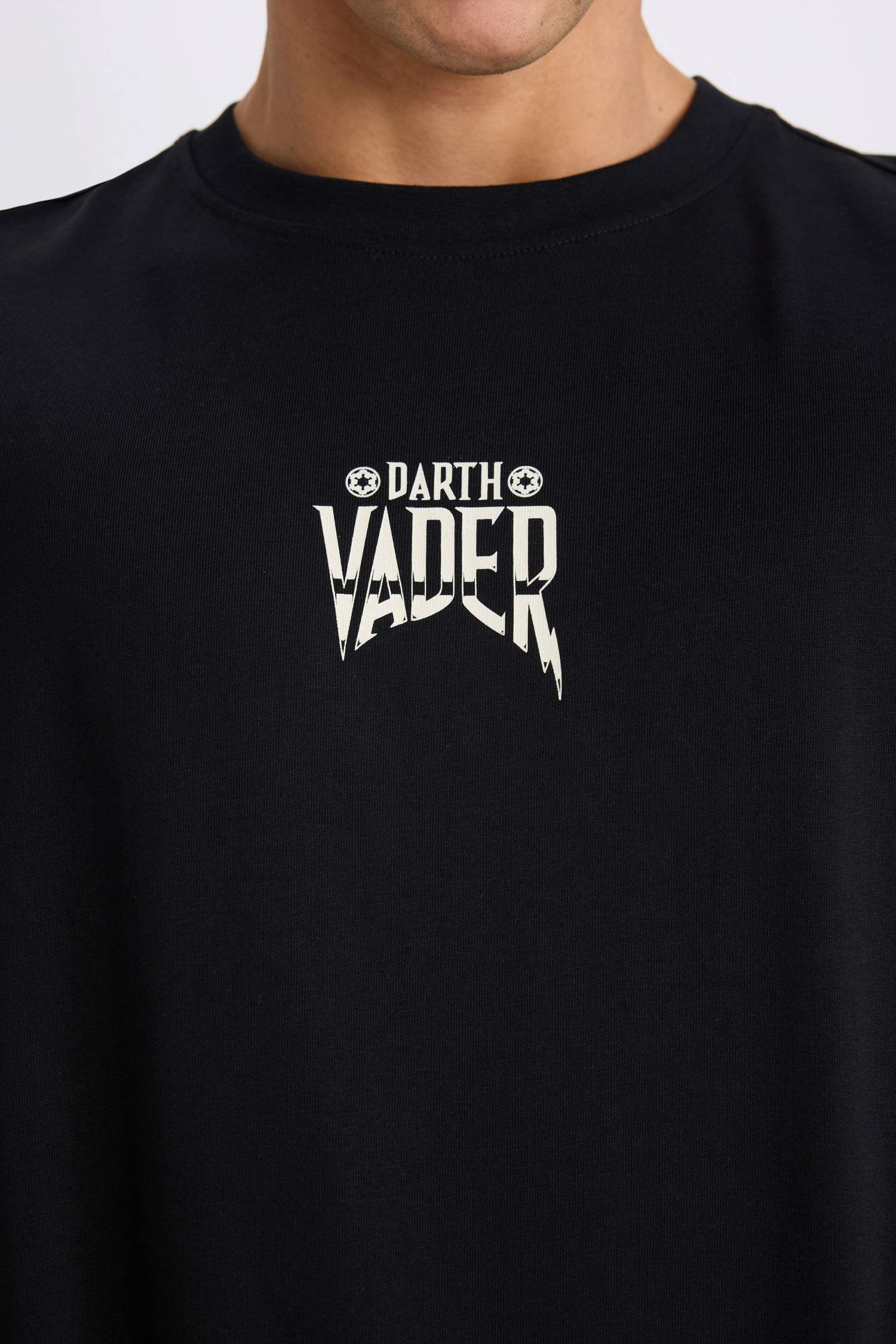 %100 Pamuk Star Wars Boxy Fit Bisiklet Yaka Sırt Baskılı Kısa Kollu Tişört