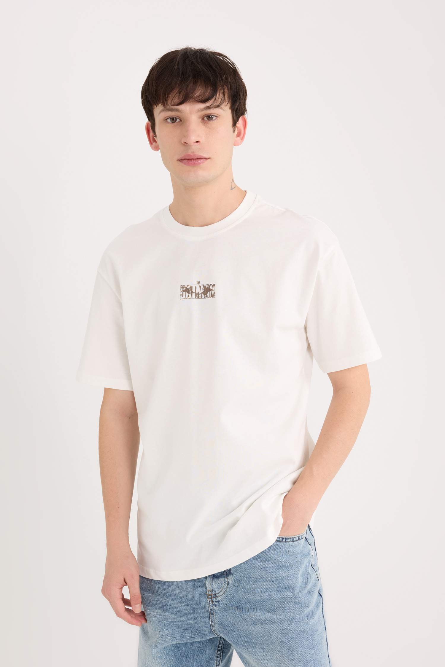 T-shirt boxy en coton avec imprimé au dos