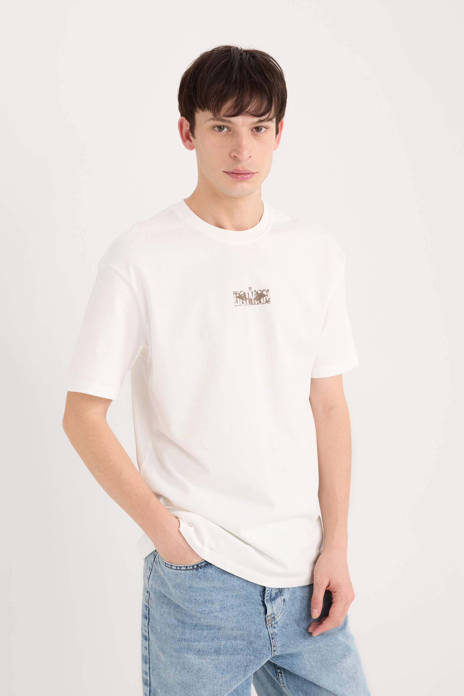 T-shirt boxy en coton avec imprimé au dos