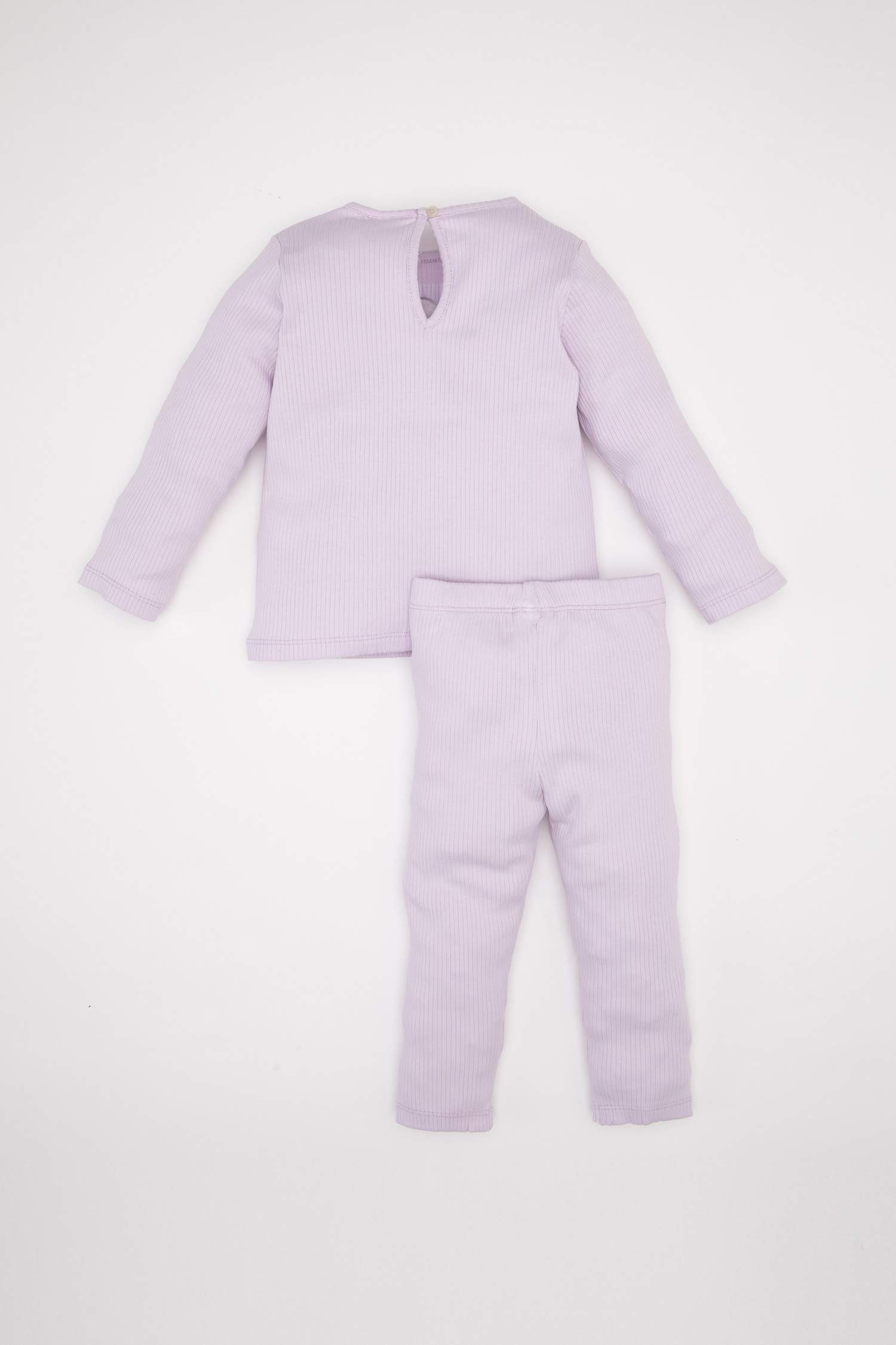 Kız Bebek Pijama Takımı Nakışlı Uzun Kollu Fitilli Kaşkorse Üst Beli Lastikli Uzun Alt