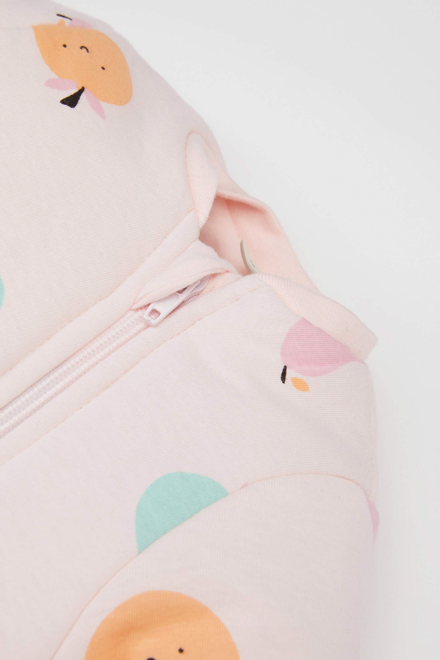 Kız Bebek Yenidoğan Meyve Desenli Fermuarlı Uzun Kollu Penye Uyku Tulumu