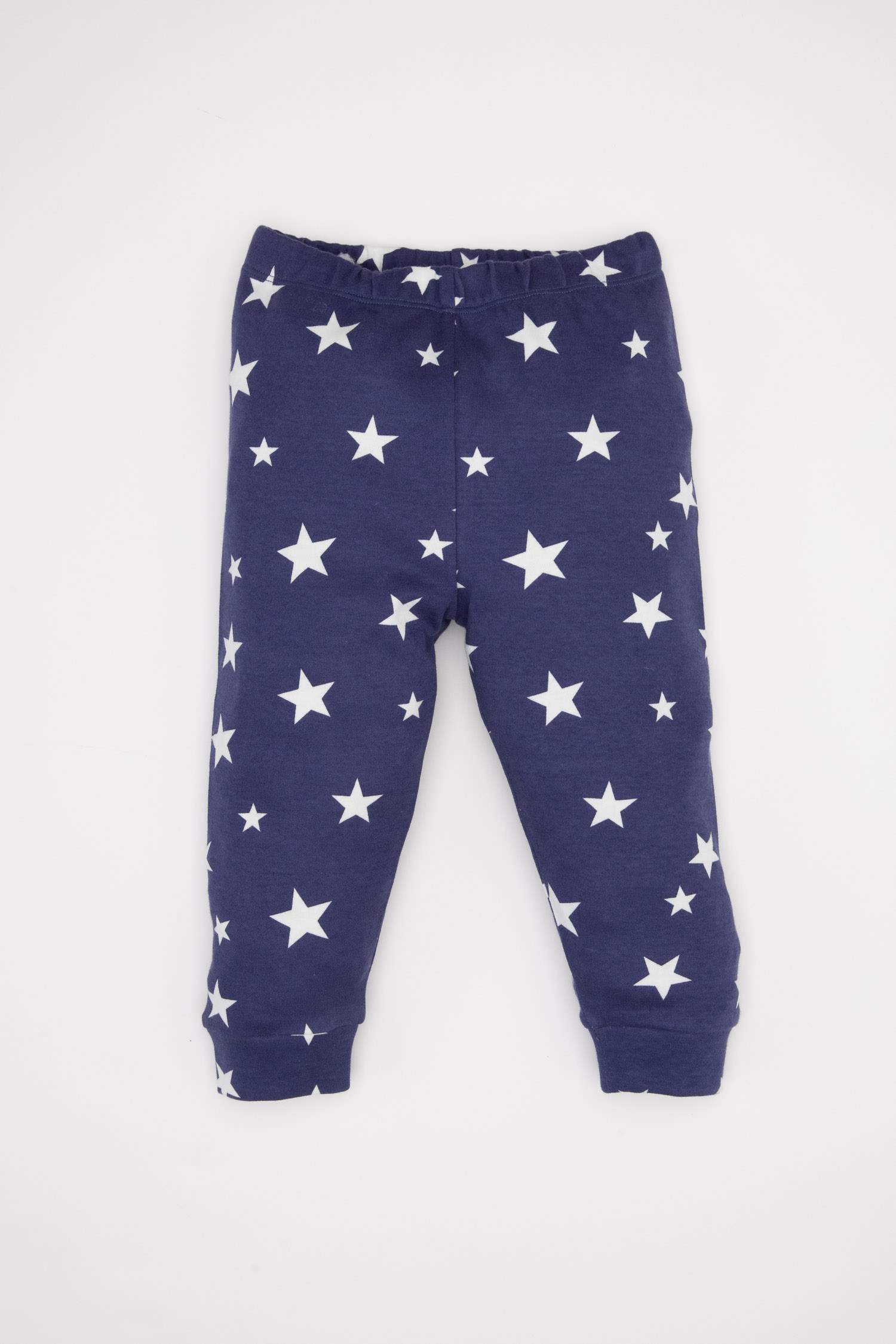 Erkek Bebek Pijama Takımı Yıldız Desenli Uzun Kollu Penye Üst Beli Lastikli Uzun Alt