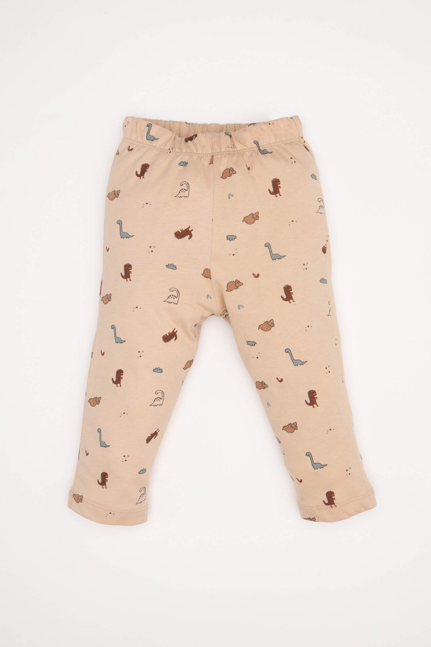 Erkek Bebek Pijama Takımı Dinozor Desenli Uzun Kollu Penye Üst Beli Lastikli Uzun Alt